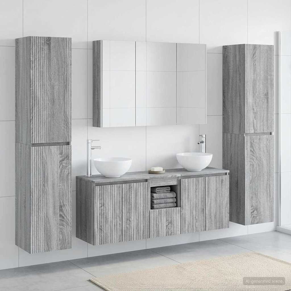 vidaXL Zestaw mebli łazienkowych 6 pcs Szary Sonoma