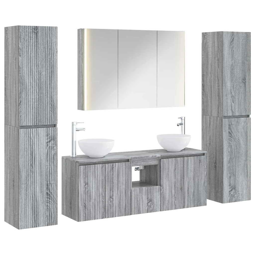 vidaXL Zestaw mebli łazienkowych 6 pcs Szary Sonoma