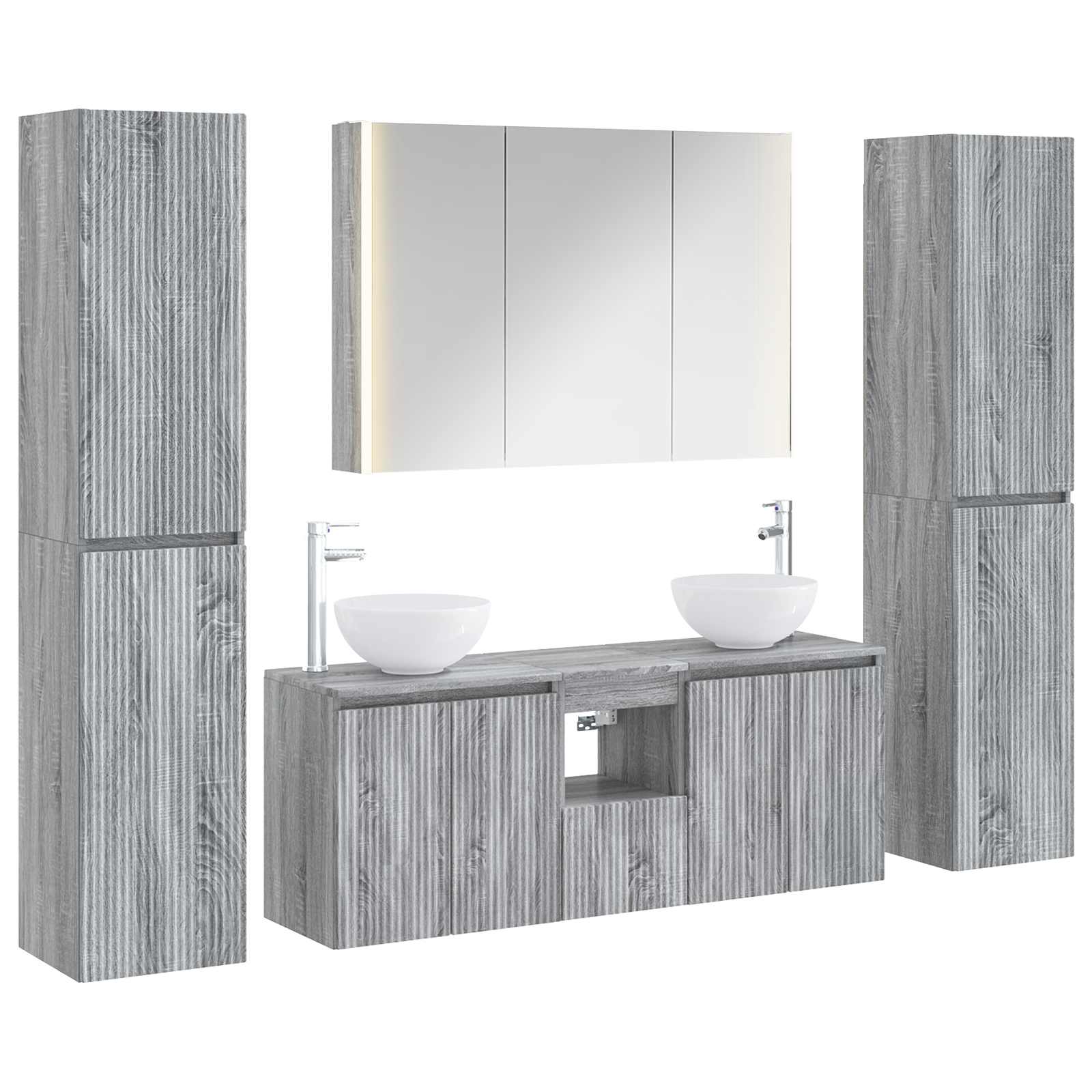 vidaXL Zestaw mebli łazienkowych 6 pcs Szary Sonoma