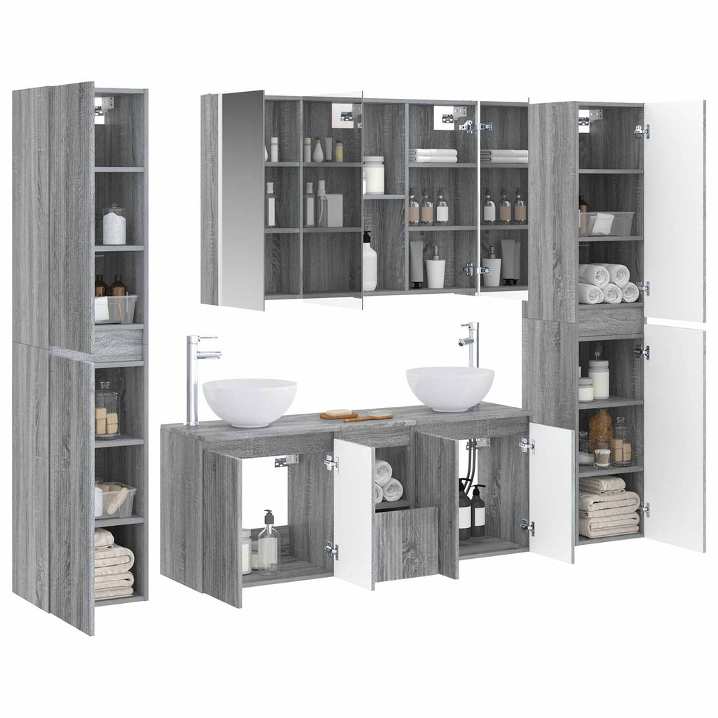 vidaXL Zestaw mebli łazienkowych 6 pcs Szary Sonoma