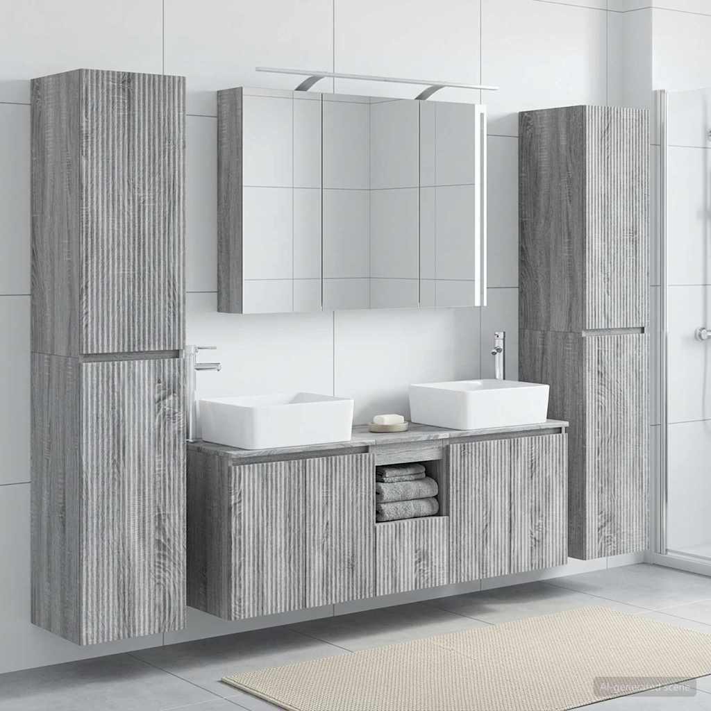 vidaXL Zestaw mebli łazienkowych 6 pcs Szary Sonoma