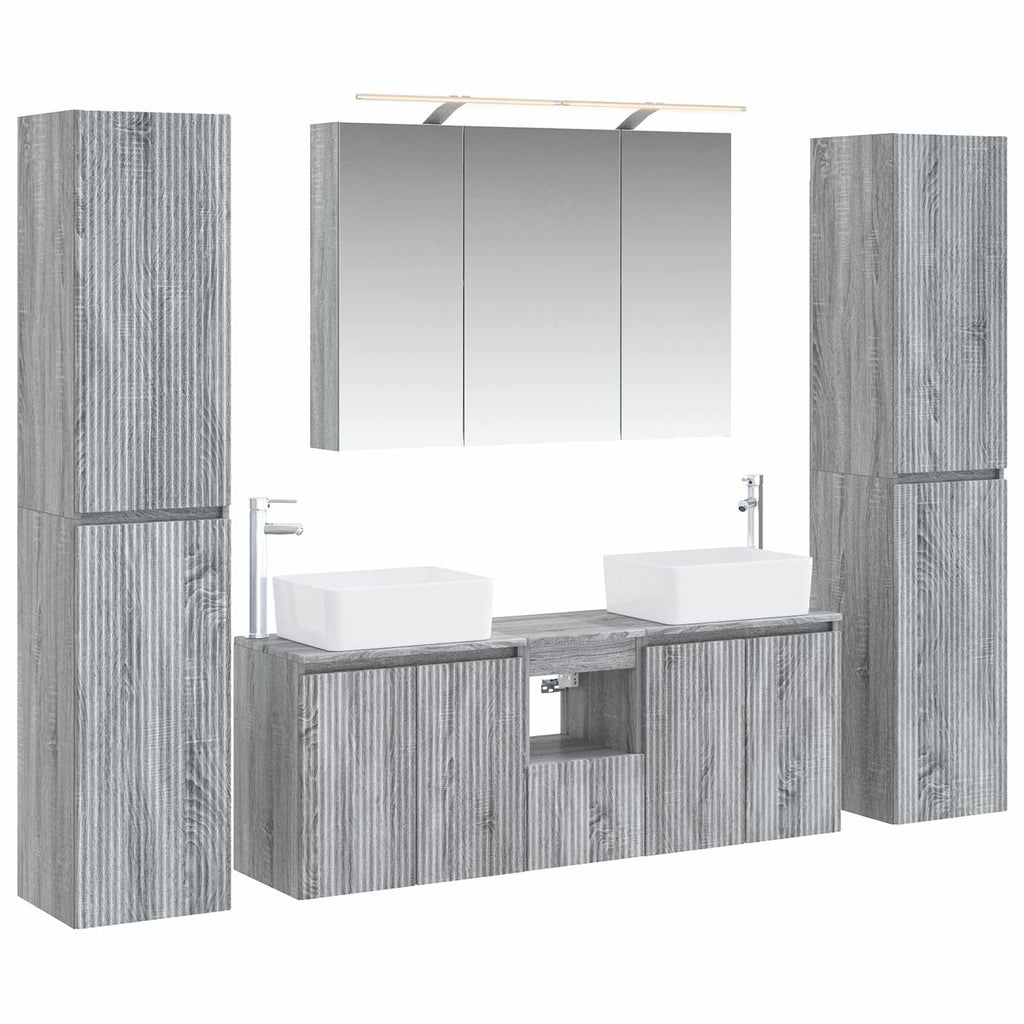 vidaXL Zestaw mebli łazienkowych 6 pcs Szary Sonoma
