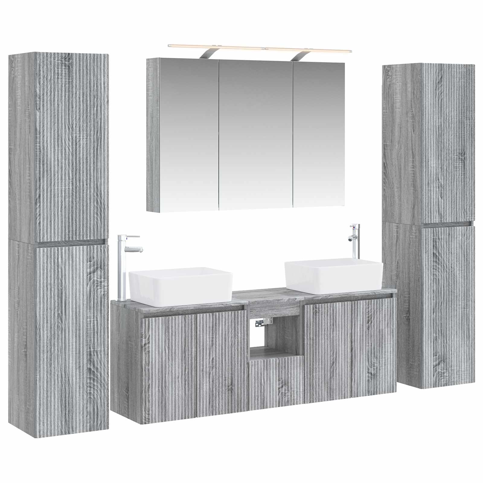 vidaXL Zestaw mebli łazienkowych 6 pcs Szary Sonoma
