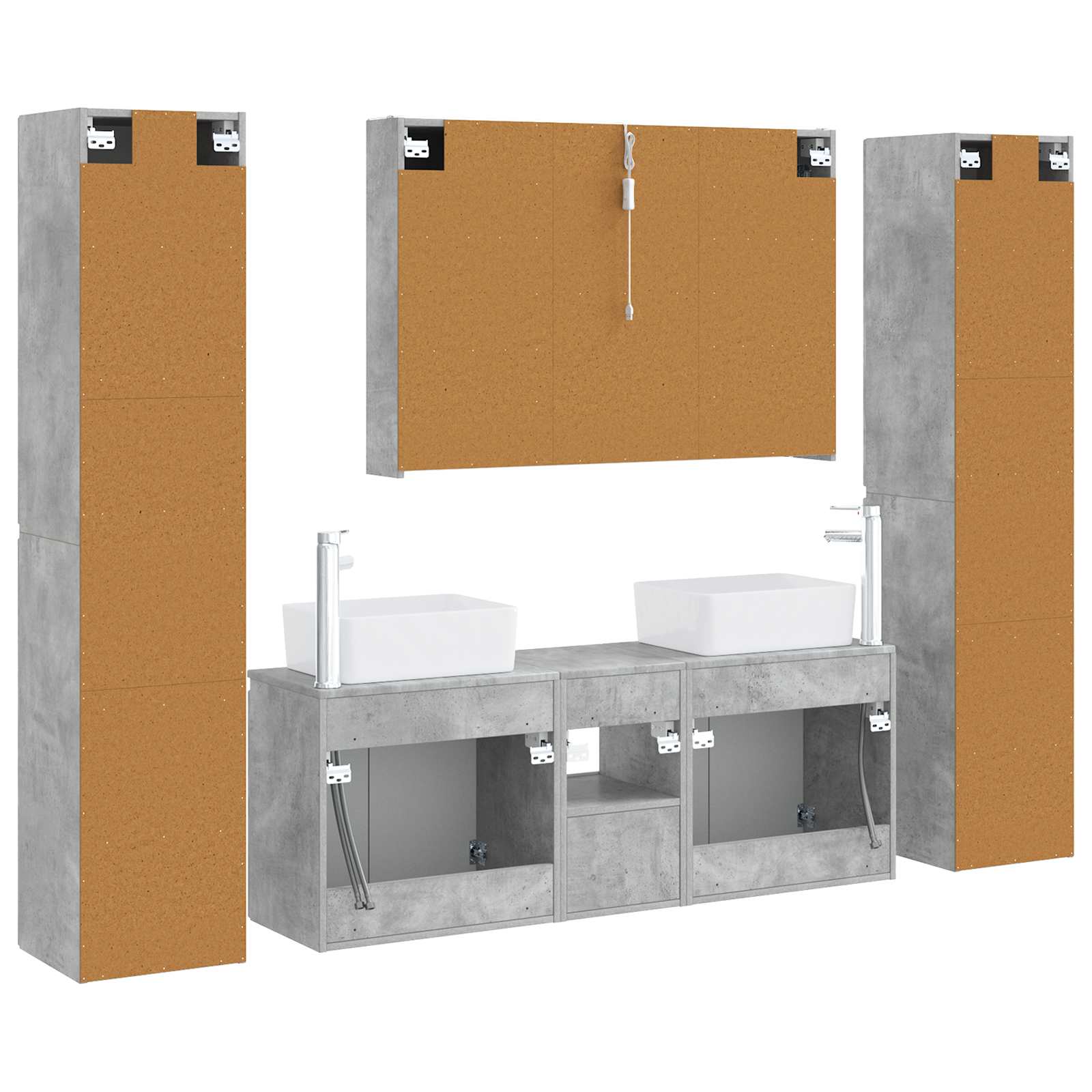 vidaXL Zestaw mebli łazienkowych 6 pcs Betonowy szary