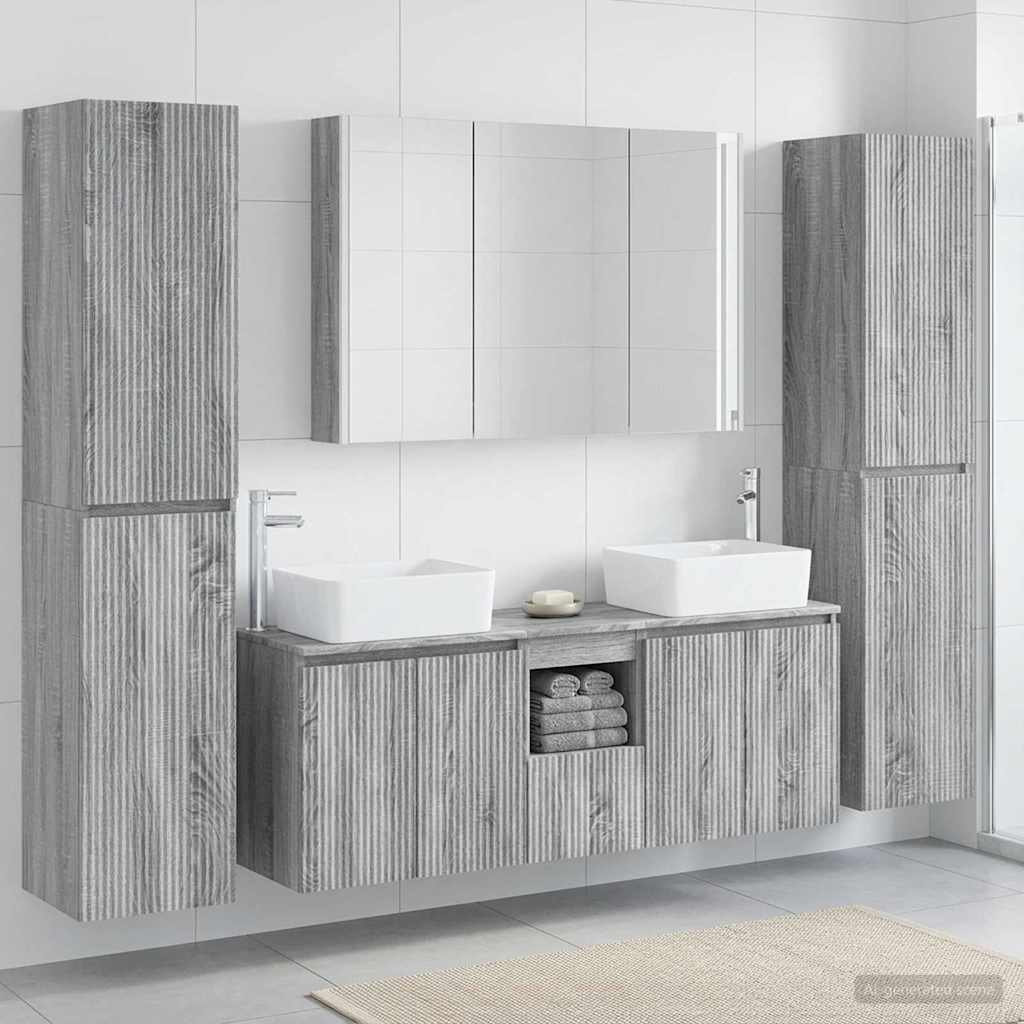 vidaXL Zestaw mebli łazienkowych 6 pcs Szary Sonoma