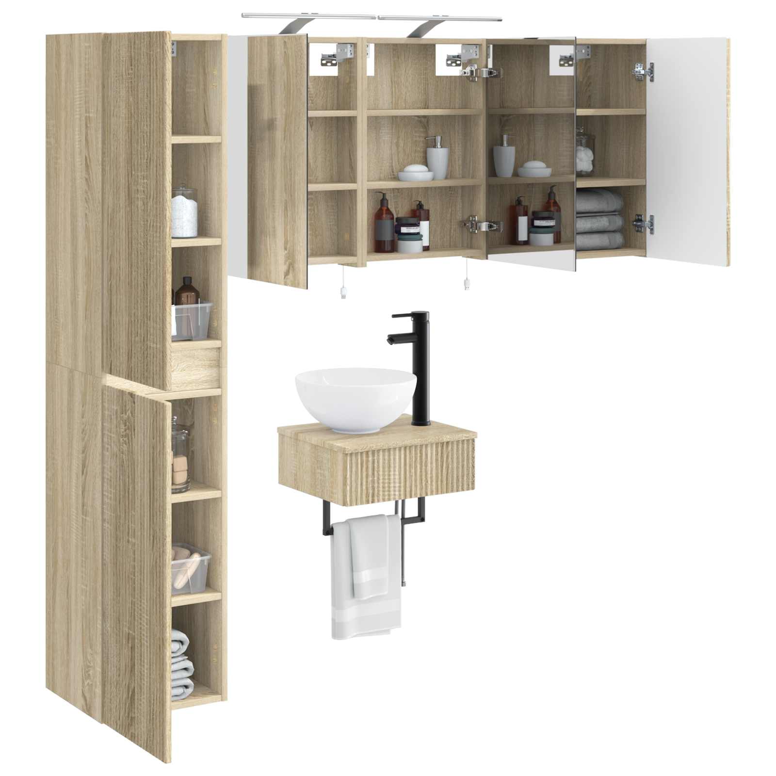 vidaXL Zestaw mebli łazienkowych 5 pcs dąb Sonoma