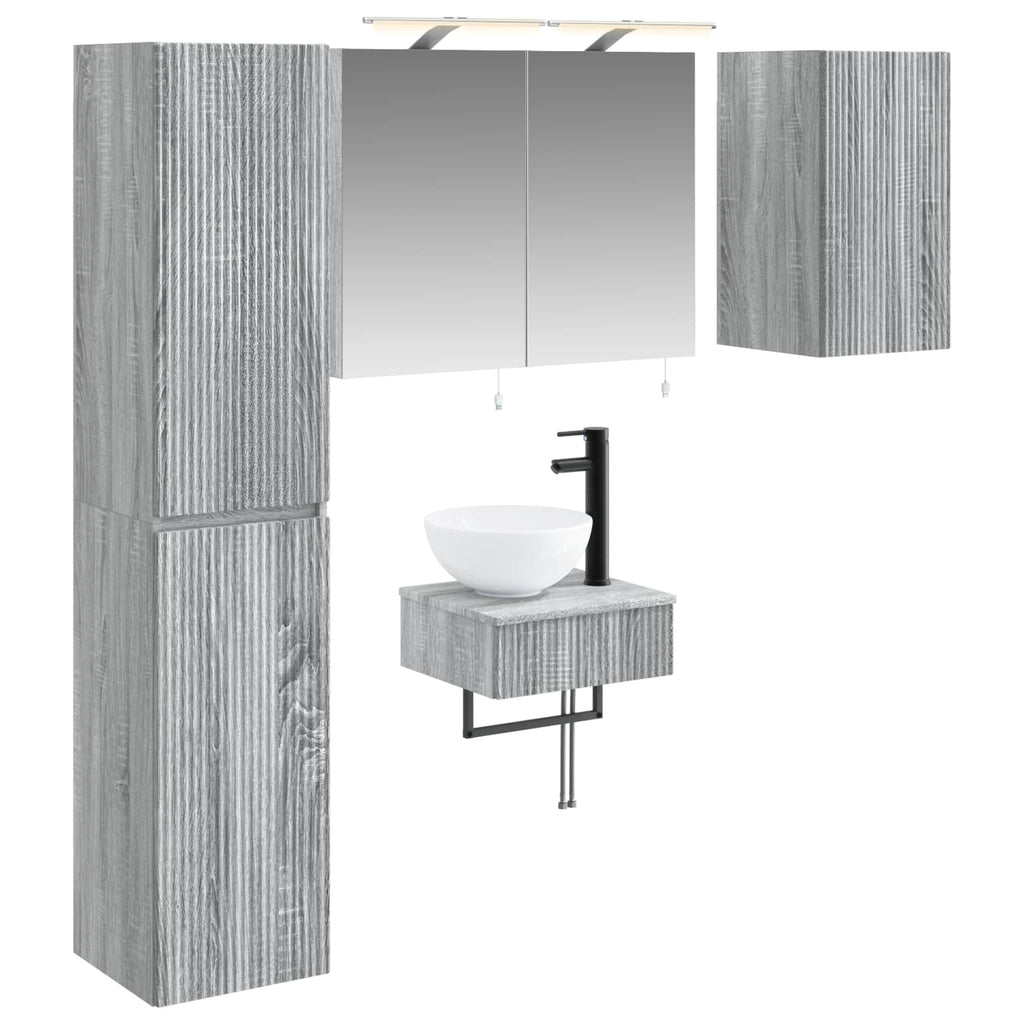 vidaXL Zestaw mebli łazienkowych 5 pcs Szary Sonoma