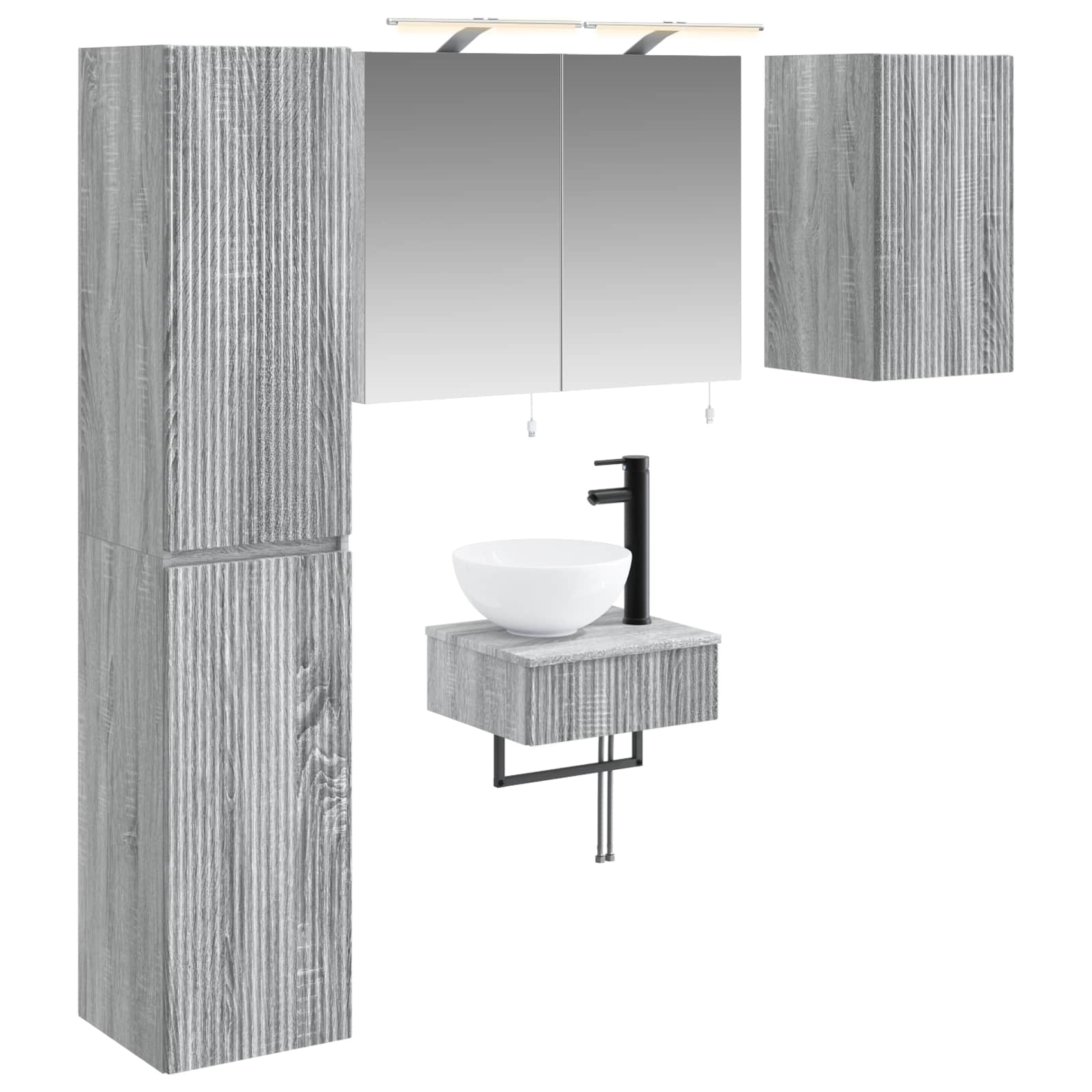 vidaXL Zestaw mebli łazienkowych 5 pcs Szary Sonoma