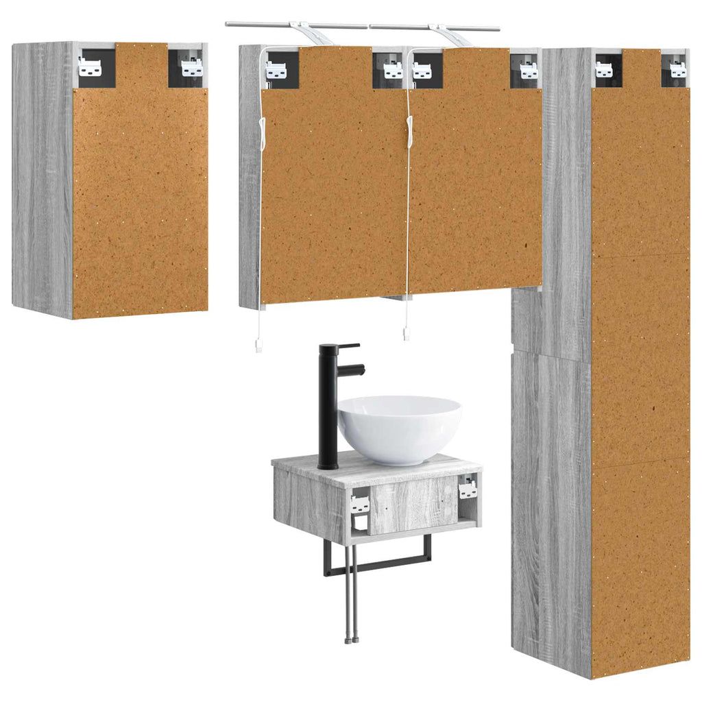 vidaXL Zestaw mebli łazienkowych 5 pcs Szary Sonoma