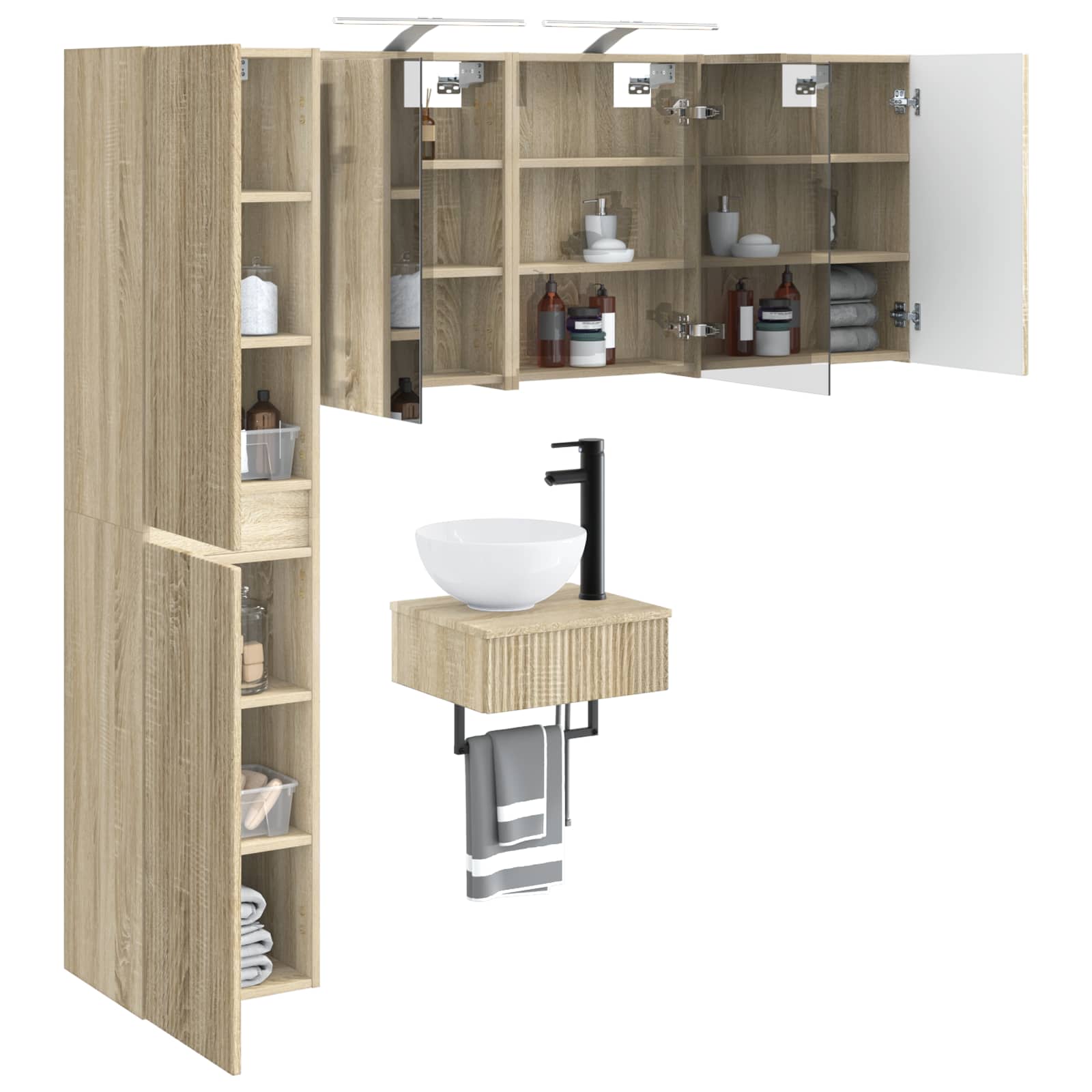 vidaXL Zestaw mebli łazienkowych 5 pcs dąb Sonoma