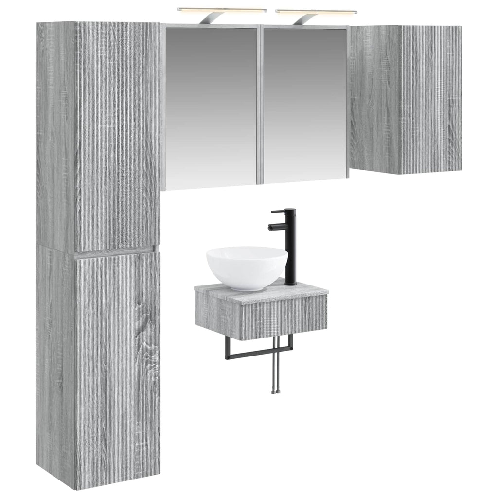 vidaXL Zestaw mebli łazienkowych 5 pcs Szary Sonoma