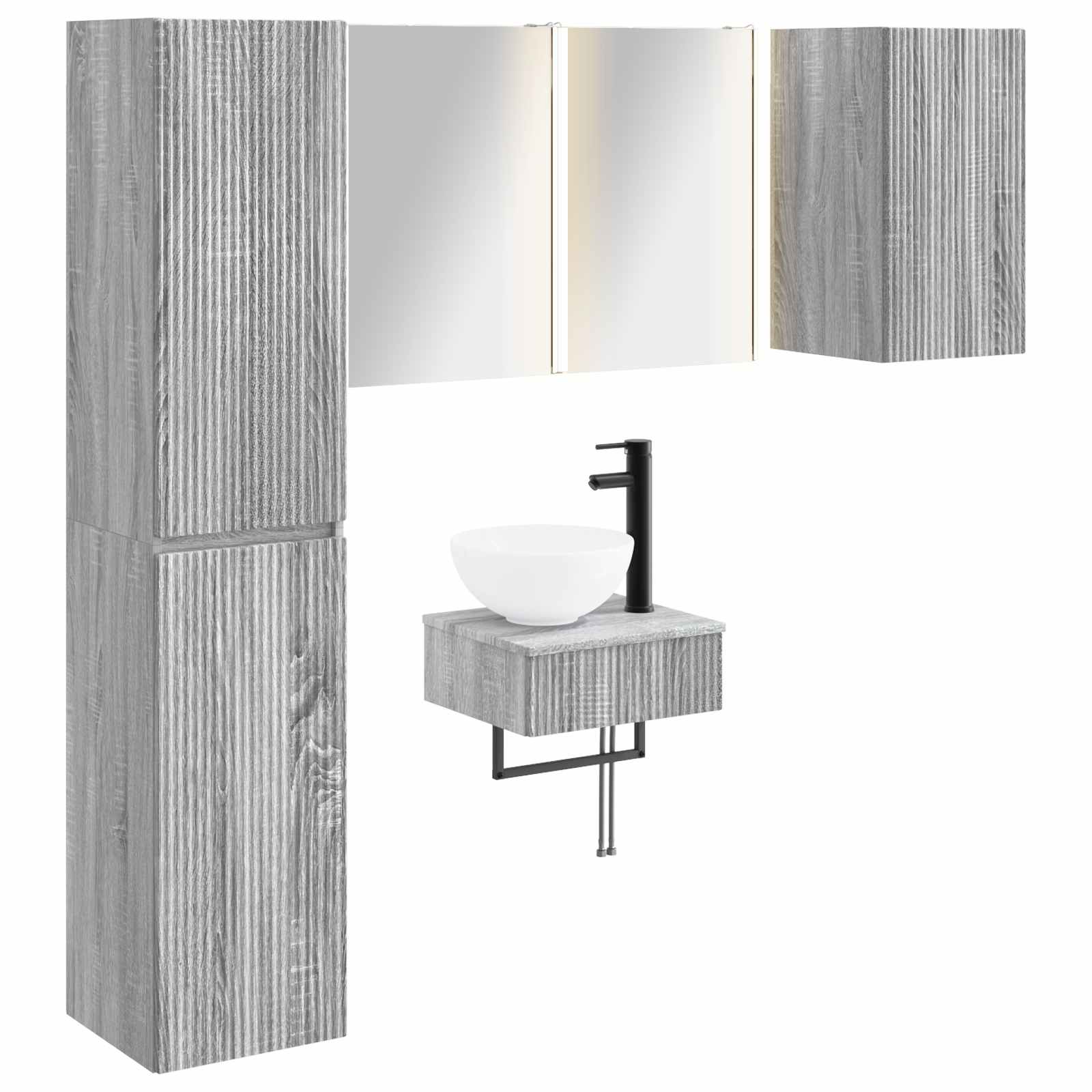vidaXL Zestaw mebli łazienkowych 5 pcs Szary Sonoma