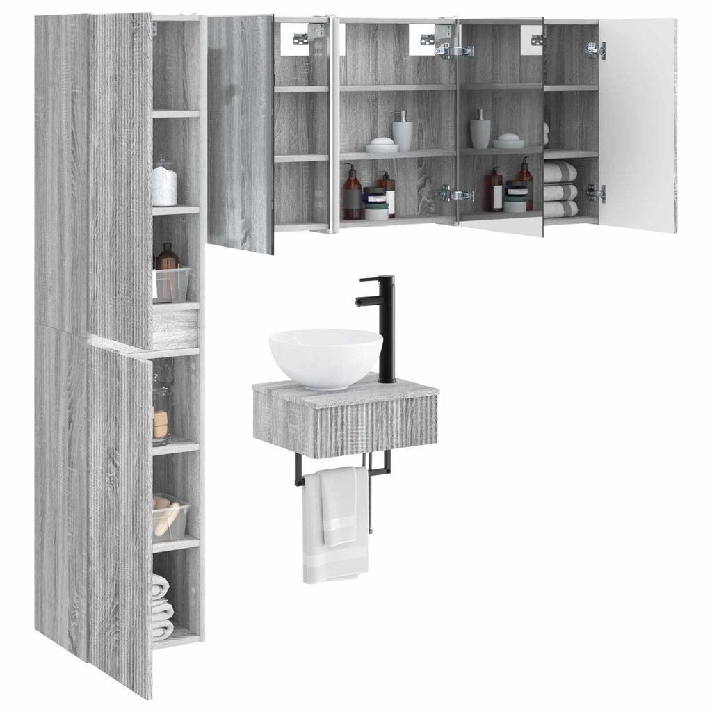 vidaXL Zestaw mebli łazienkowych 5 pcs Szary Sonoma