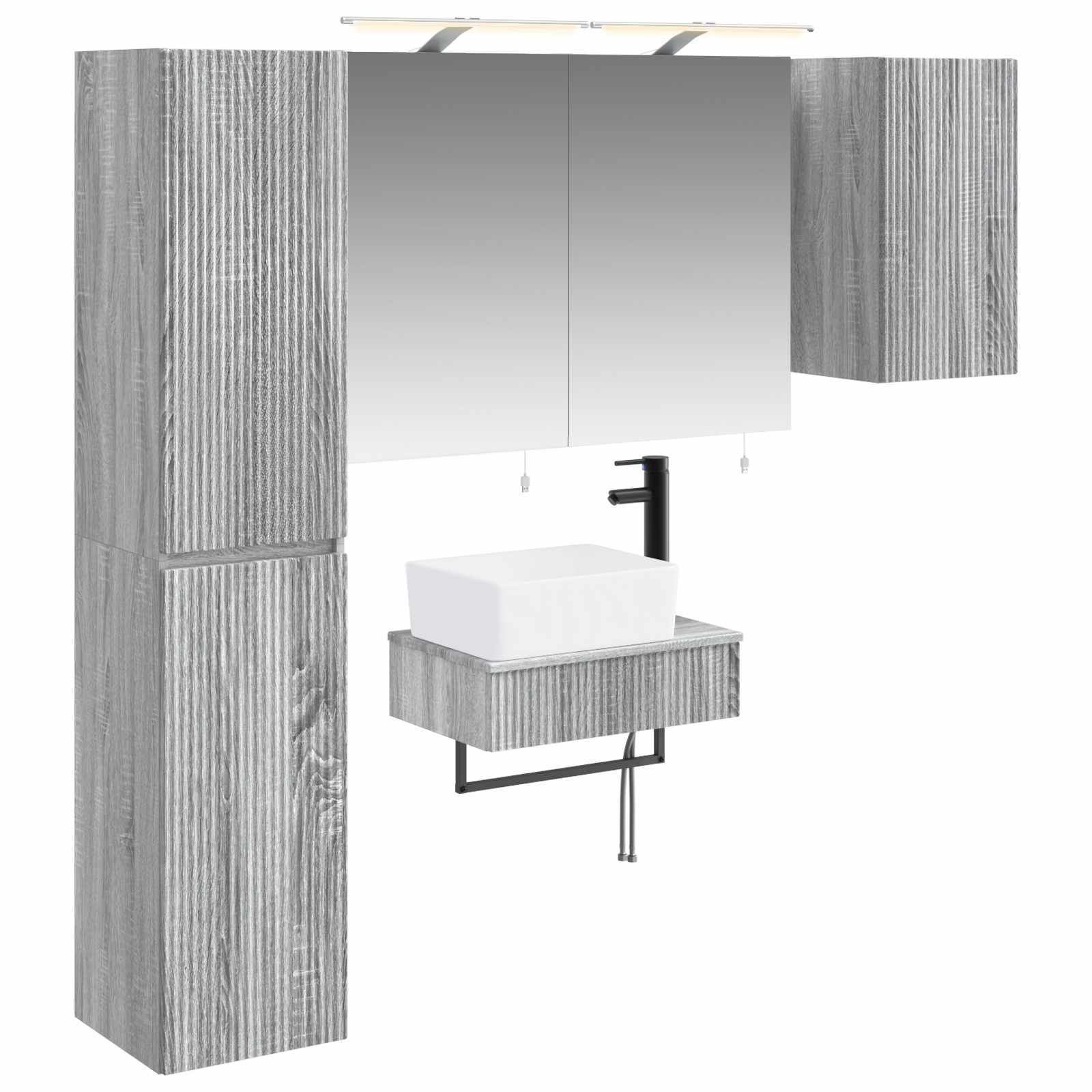 vidaXL Zestaw mebli łazienkowych 5 pcs Szary Sonoma