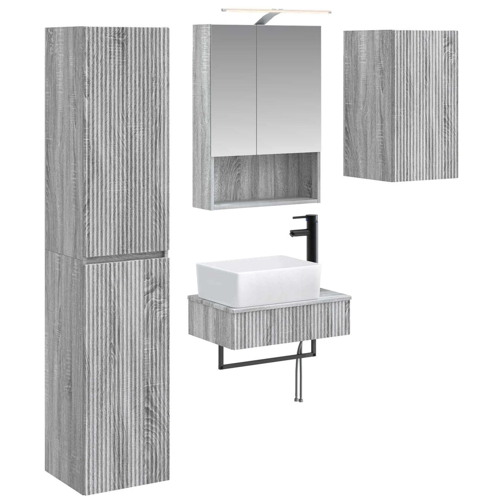 vidaXL Zestaw mebli łazienkowych 5 pcs Szary Sonoma