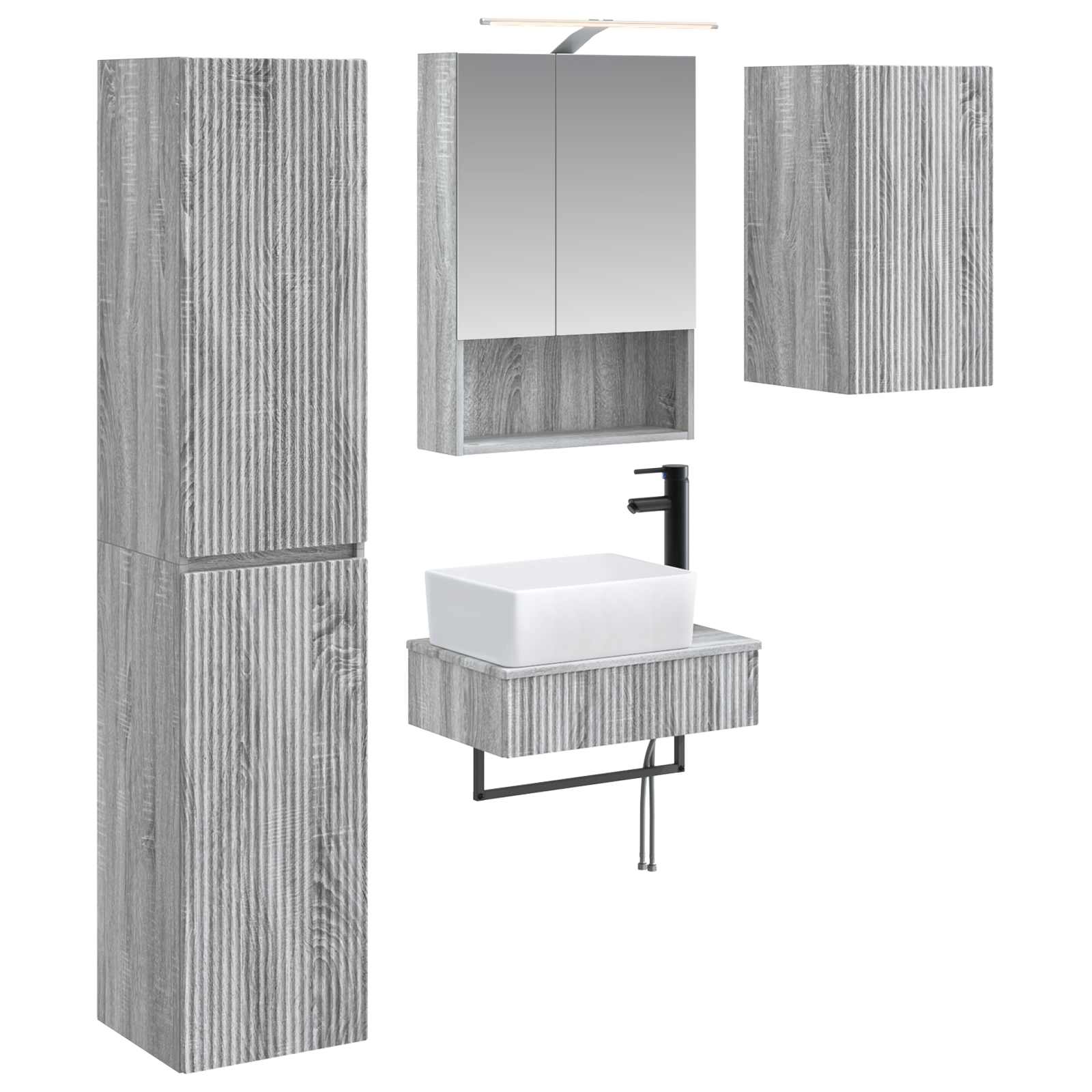 vidaXL Zestaw mebli łazienkowych 5 pcs Szary Sonoma