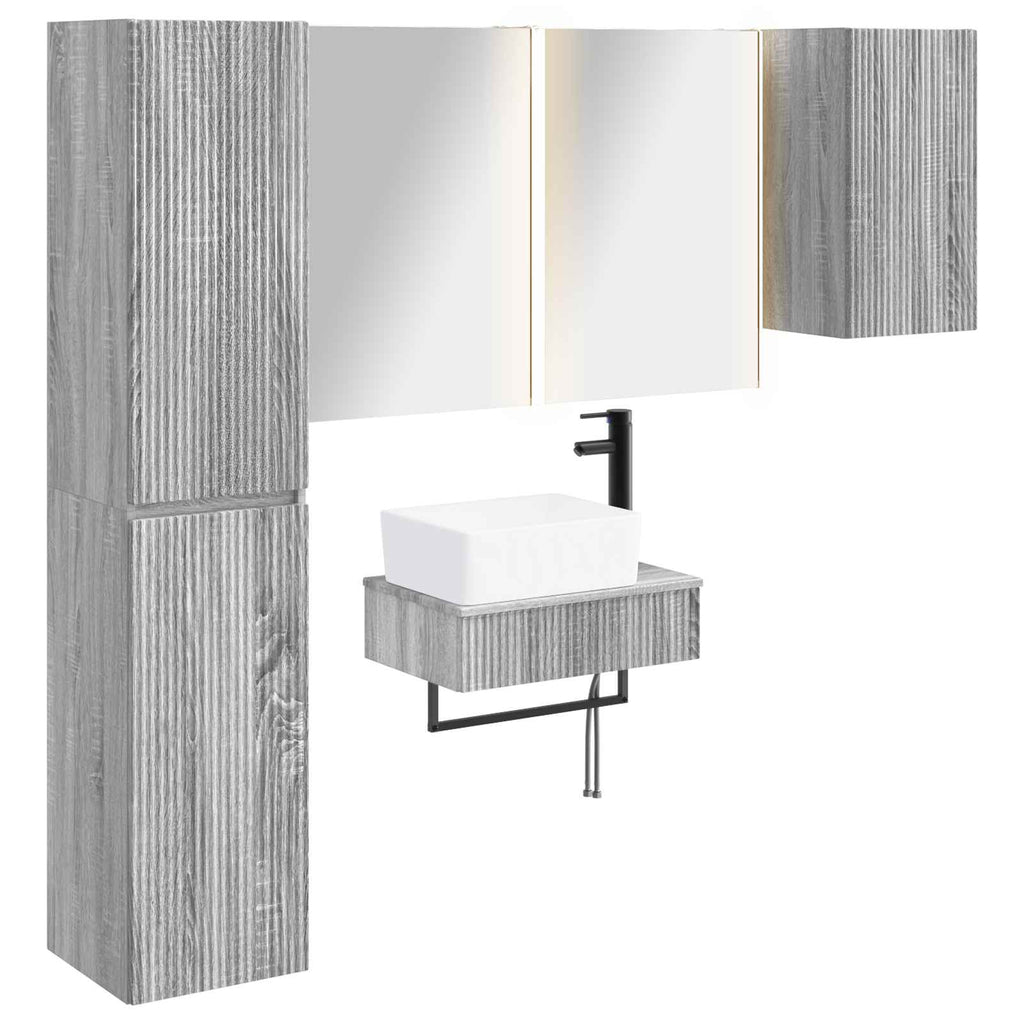 vidaXL Zestaw mebli łazienkowych 5 pcs Szary Sonoma