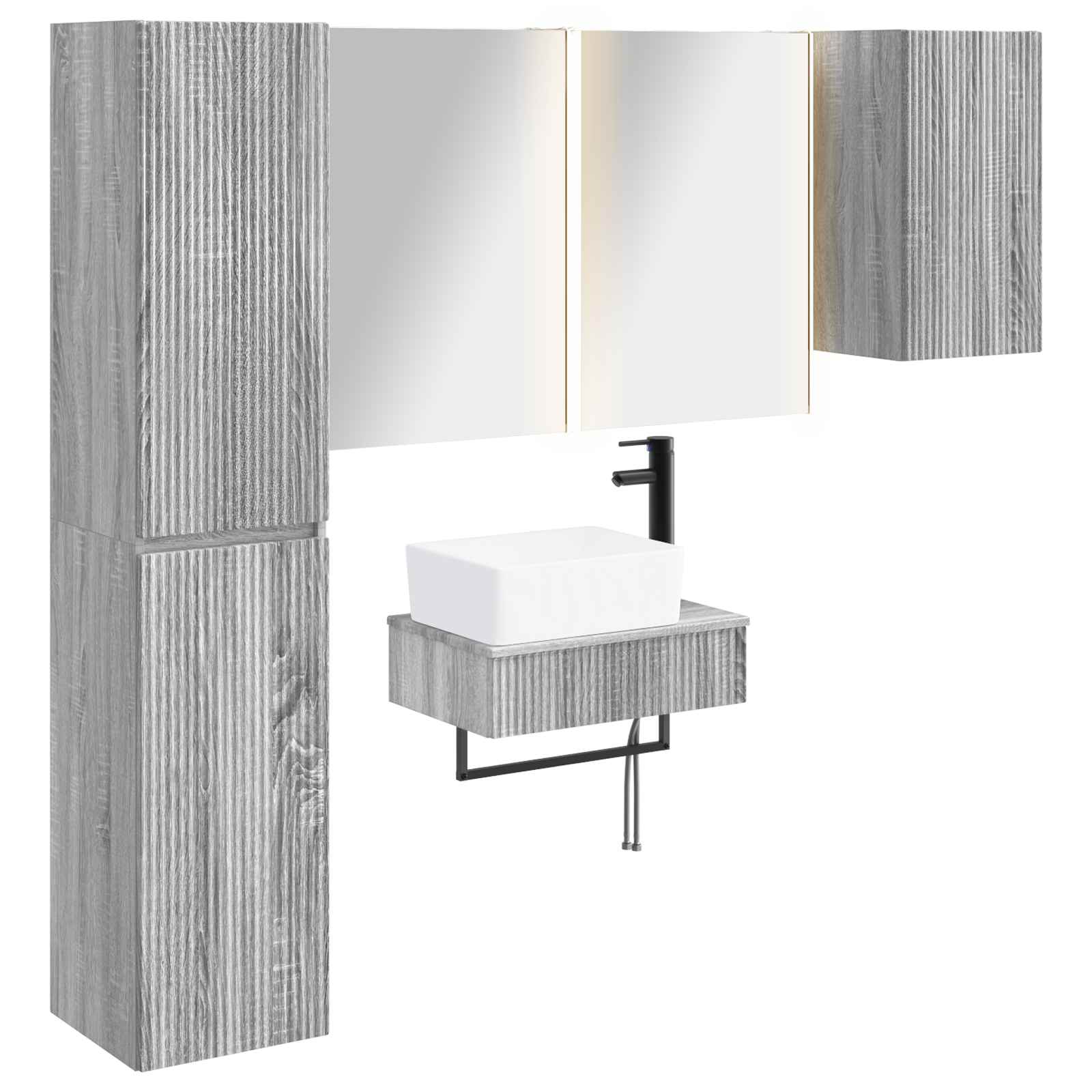 vidaXL Zestaw mebli łazienkowych 5 pcs Szary Sonoma