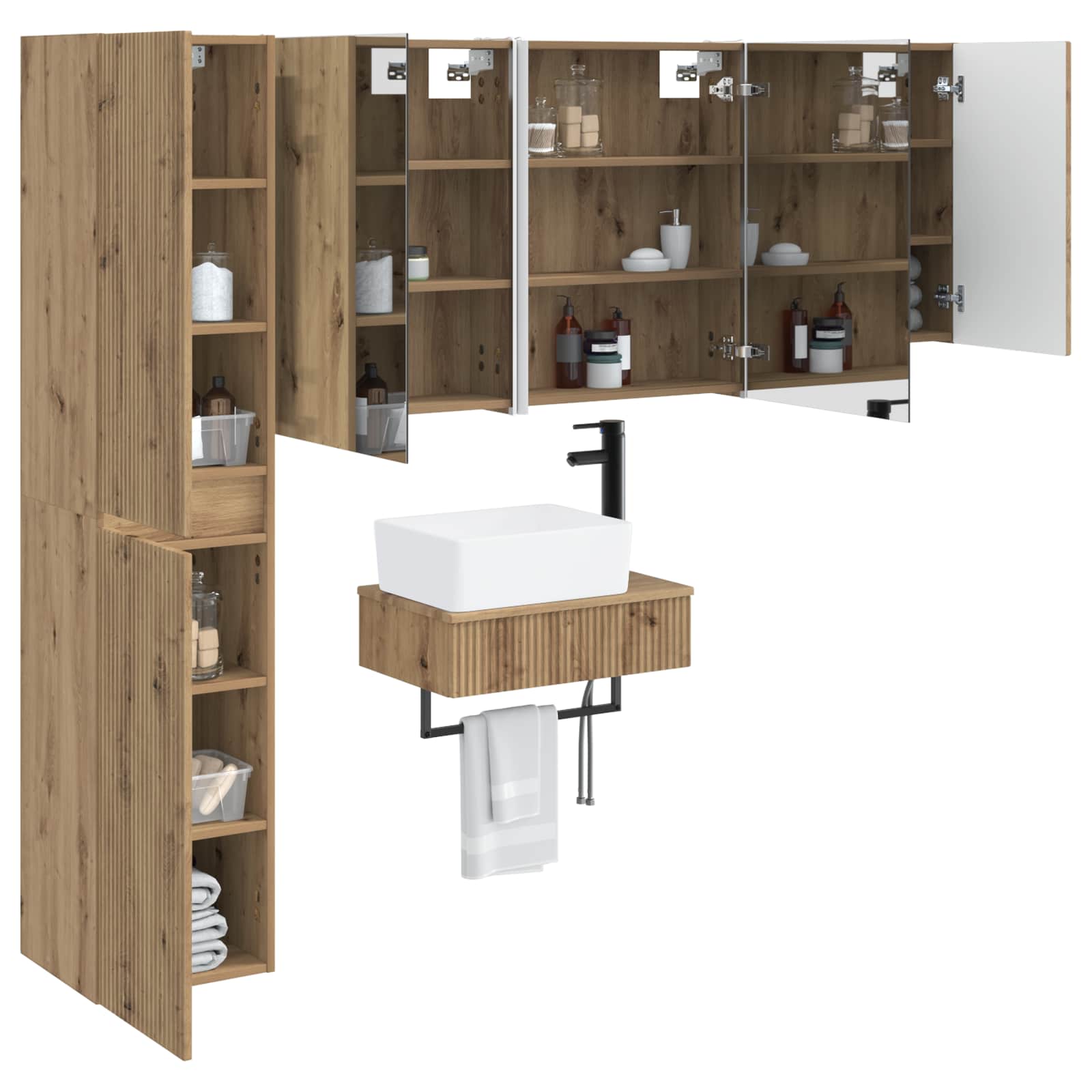 vidaXL Zestaw mebli łazienkowych 5 pcs Dąb artisan