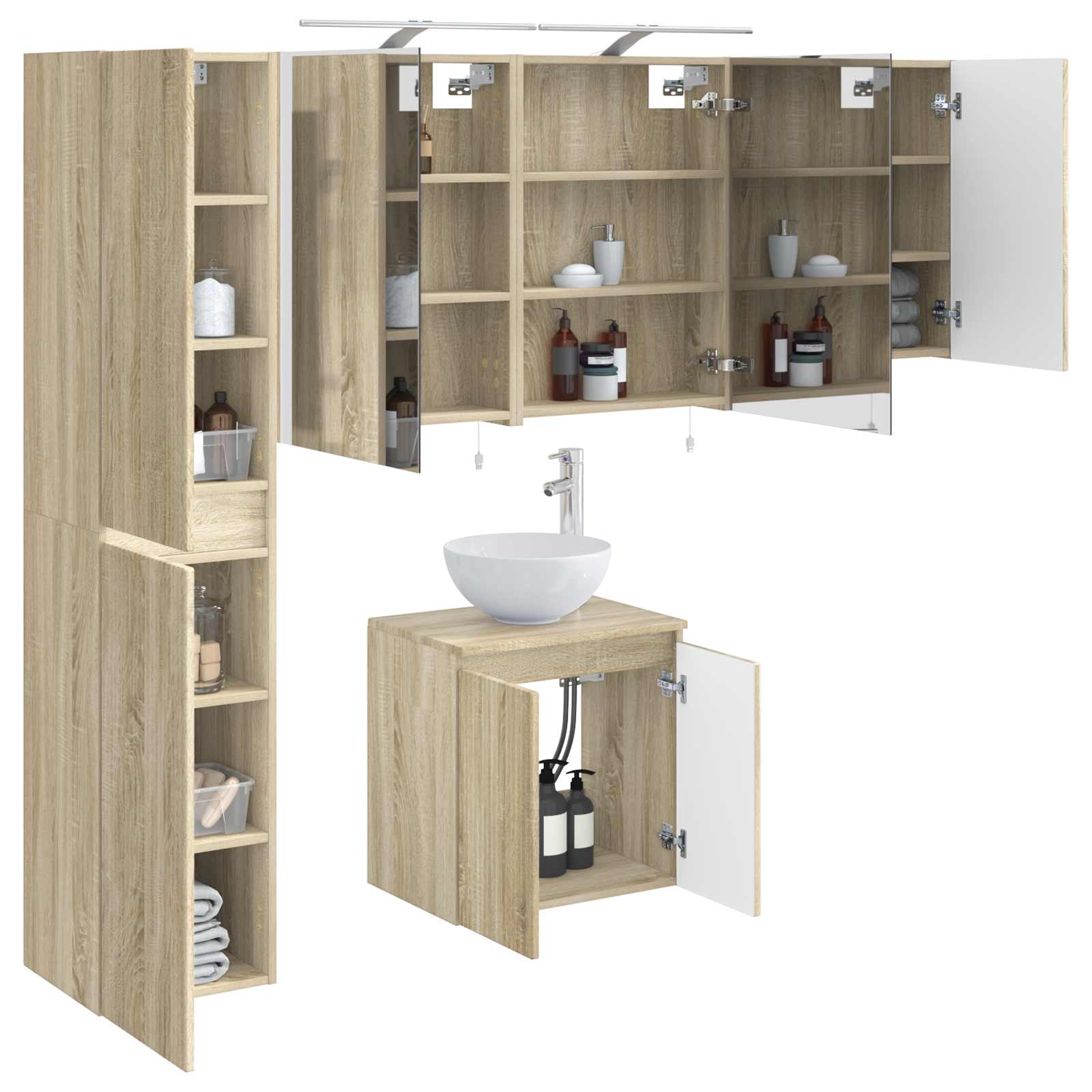 vidaXL Zestaw Szafek Łazienkowych 5 pcs dąb Sonoma 50 x 14,5 x 70 cm