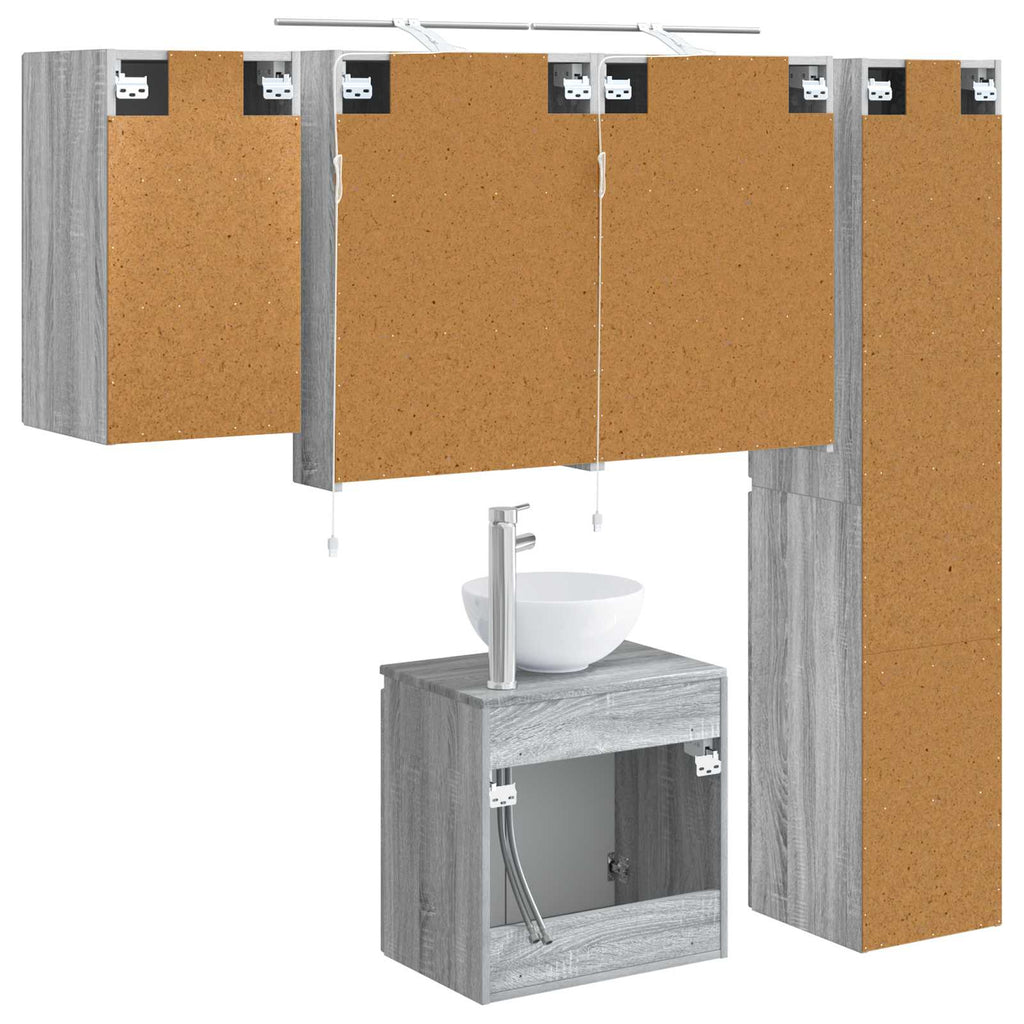 vidaXL Zestaw Szafek Łazienkowych 5 pcs Szary Sonoma 50 x 14,5 x 70 cm