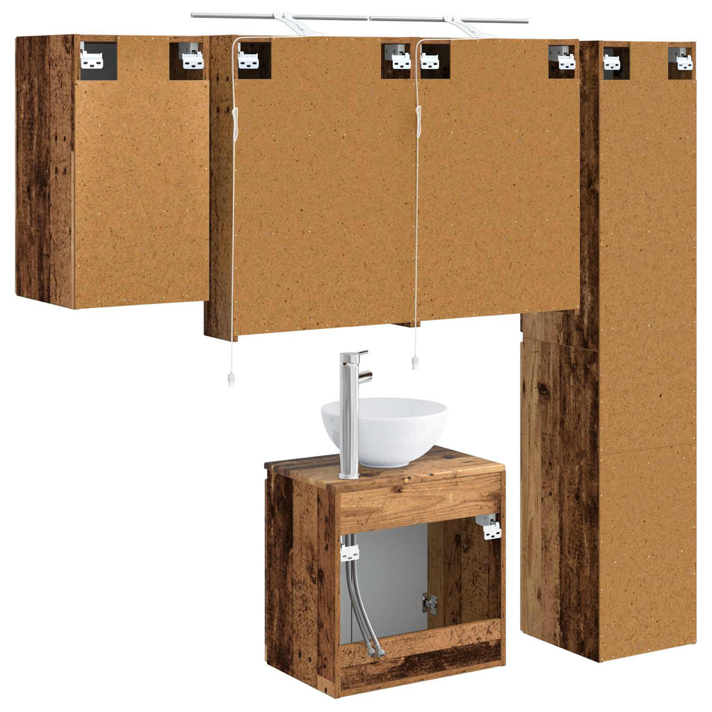 vidaXL Zestaw Szafek Łazienkowych 5 pcs Stare drewno 50 x 14,5 x 70 cm