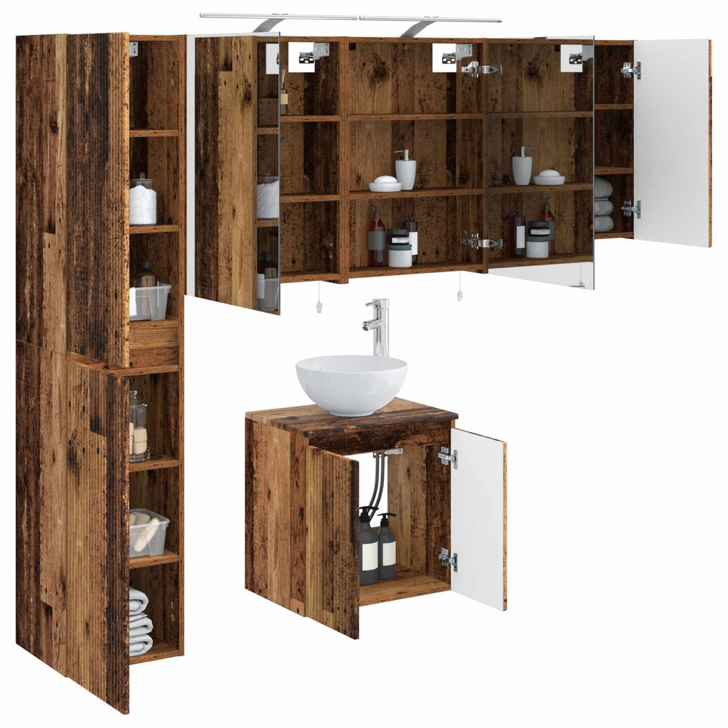 vidaXL Zestaw Szafek Łazienkowych 5 pcs Stare drewno 50 x 14,5 x 70 cm
