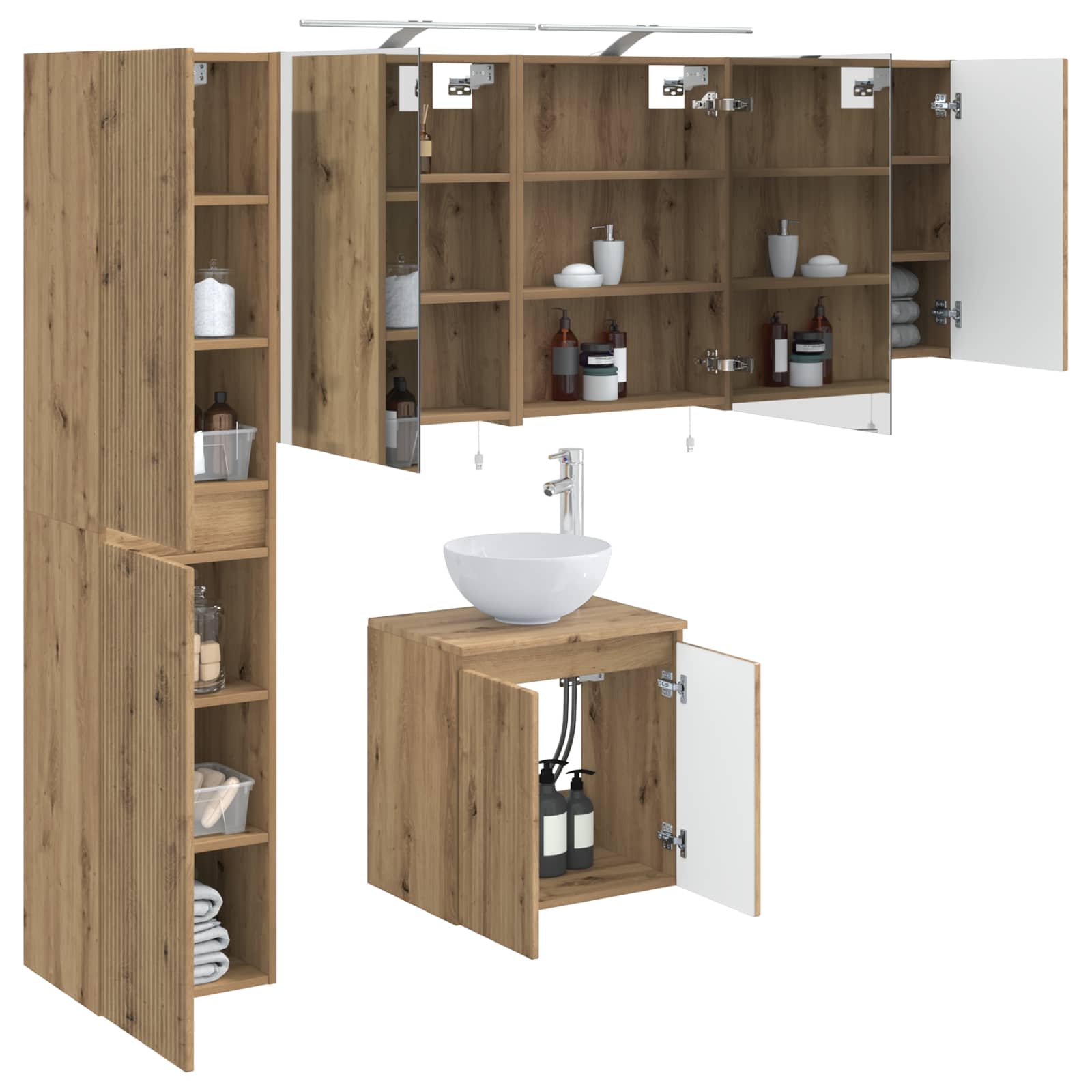 vidaXL Zestaw Szafek Łazienkowych 5 pcs Dąb artisan 50 x 14,5 x 70 cm