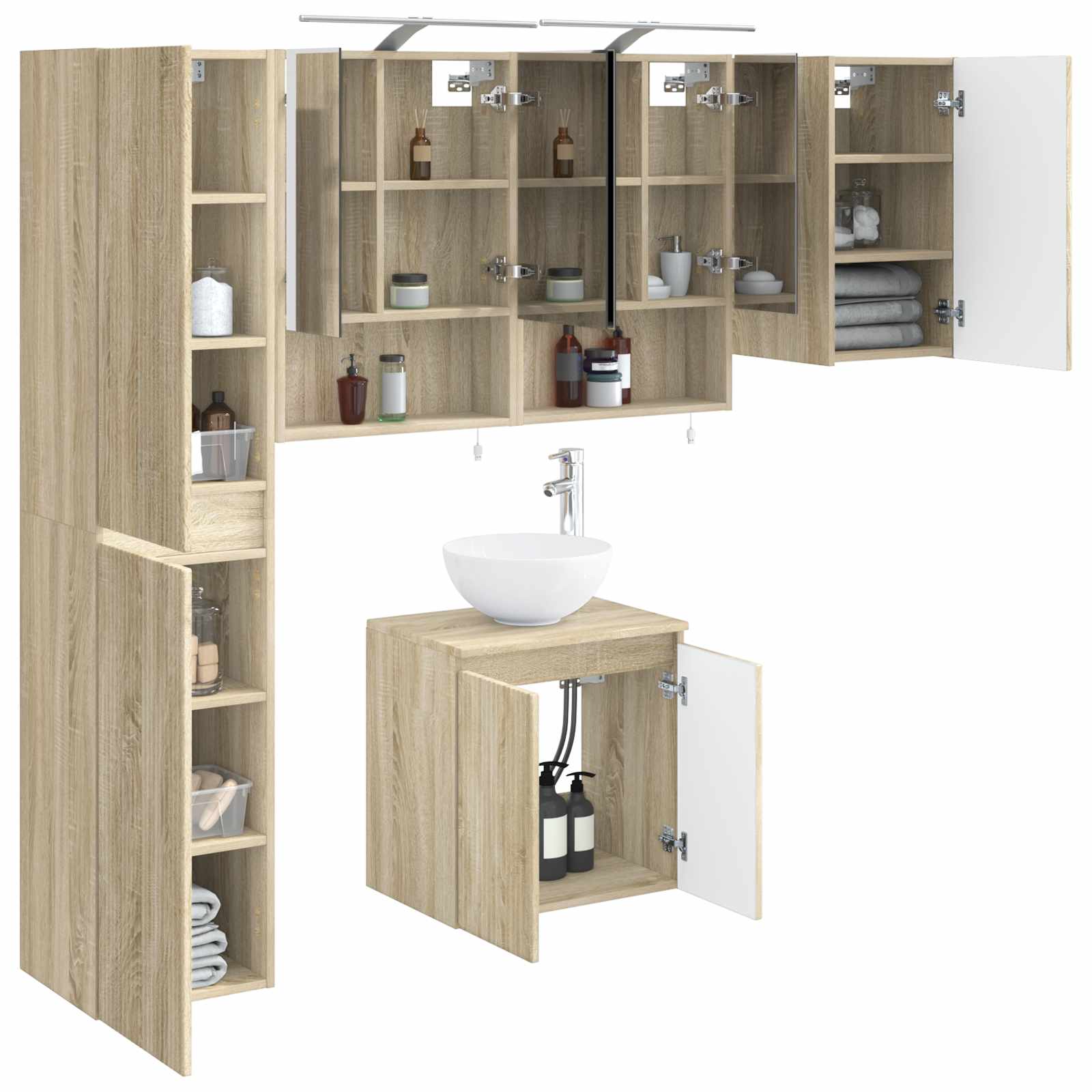 vidaXL Zestaw Szafek Łazienkowych 5 pcs dąb Sonoma 50 x 14,5 x 70 cm