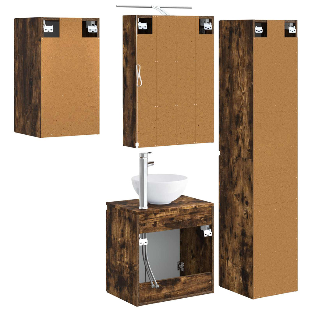 vidaXL Zestaw Szafek Łazienkowych 5 pcs Dąb wędzony 50 x 14,5 x 70 cm