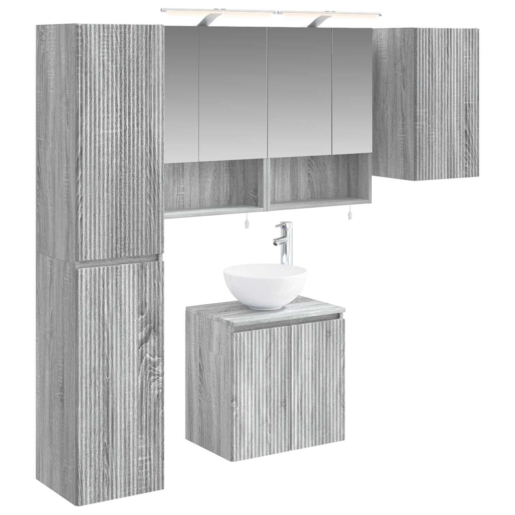vidaXL Zestaw Szafek Łazienkowych 5 pcs Szary Sonoma 50 x 14,5 x 70 cm