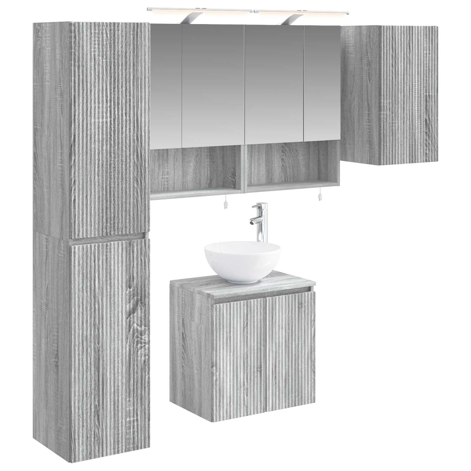 vidaXL Zestaw Szafek Łazienkowych 5 pcs Szary Sonoma 50 x 14,5 x 70 cm
