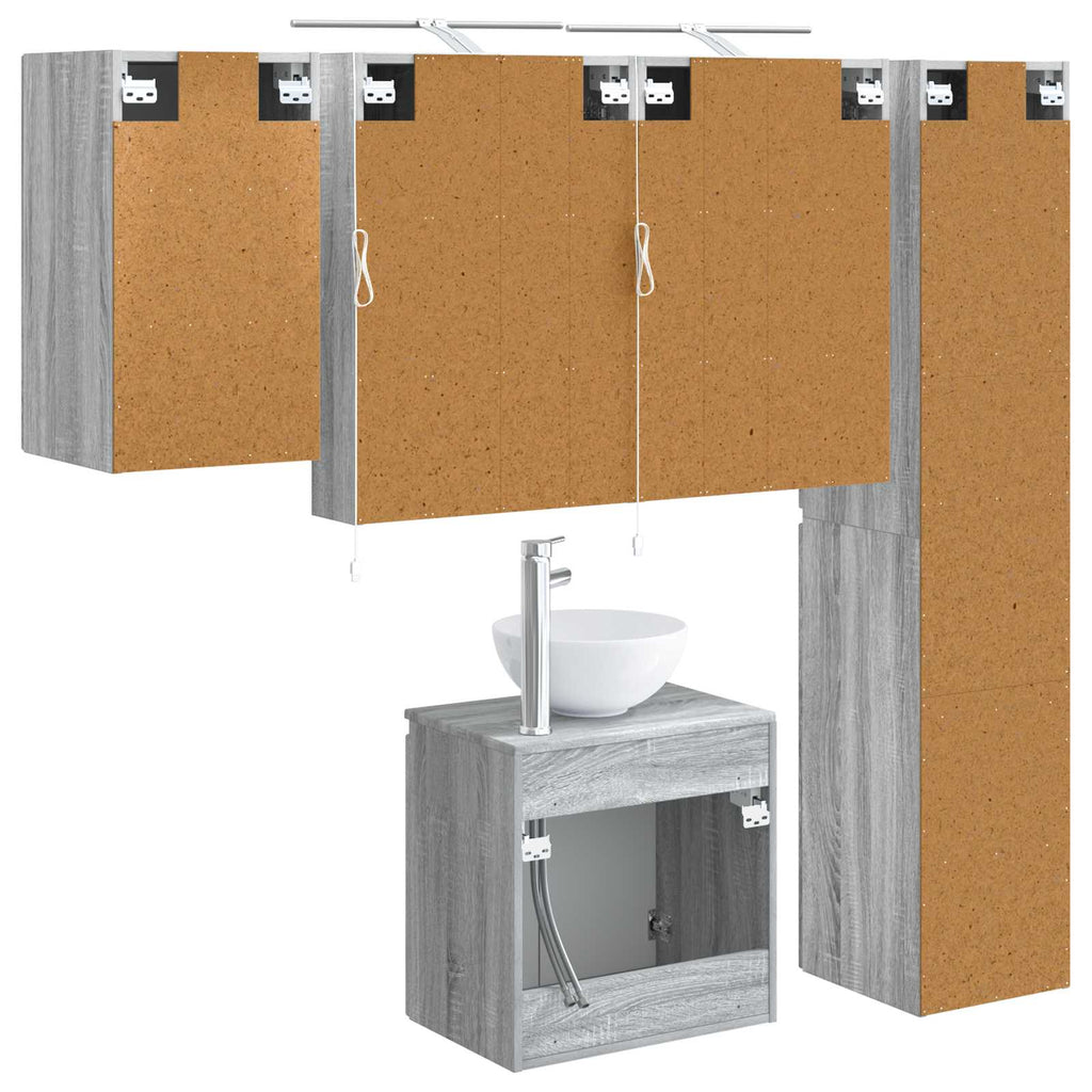 vidaXL Zestaw Szafek Łazienkowych 5 pcs Szary Sonoma 50 x 14,5 x 70 cm
