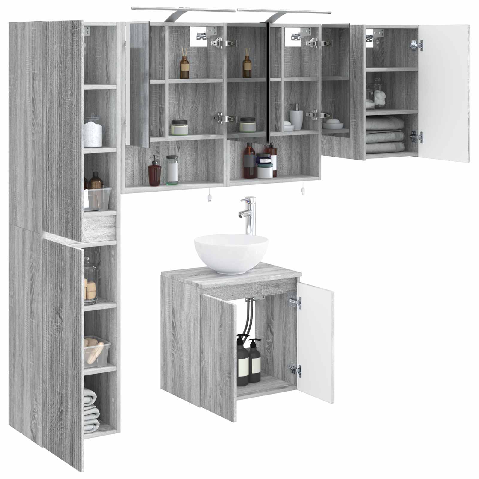 vidaXL Zestaw Szafek Łazienkowych 5 pcs Szary Sonoma 50 x 14,5 x 70 cm