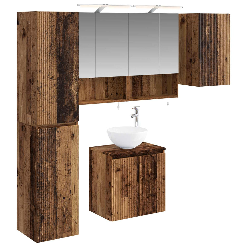vidaXL Zestaw Szafek Łazienkowych 5 pcs Stare drewno 50 x 14,5 x 70 cm