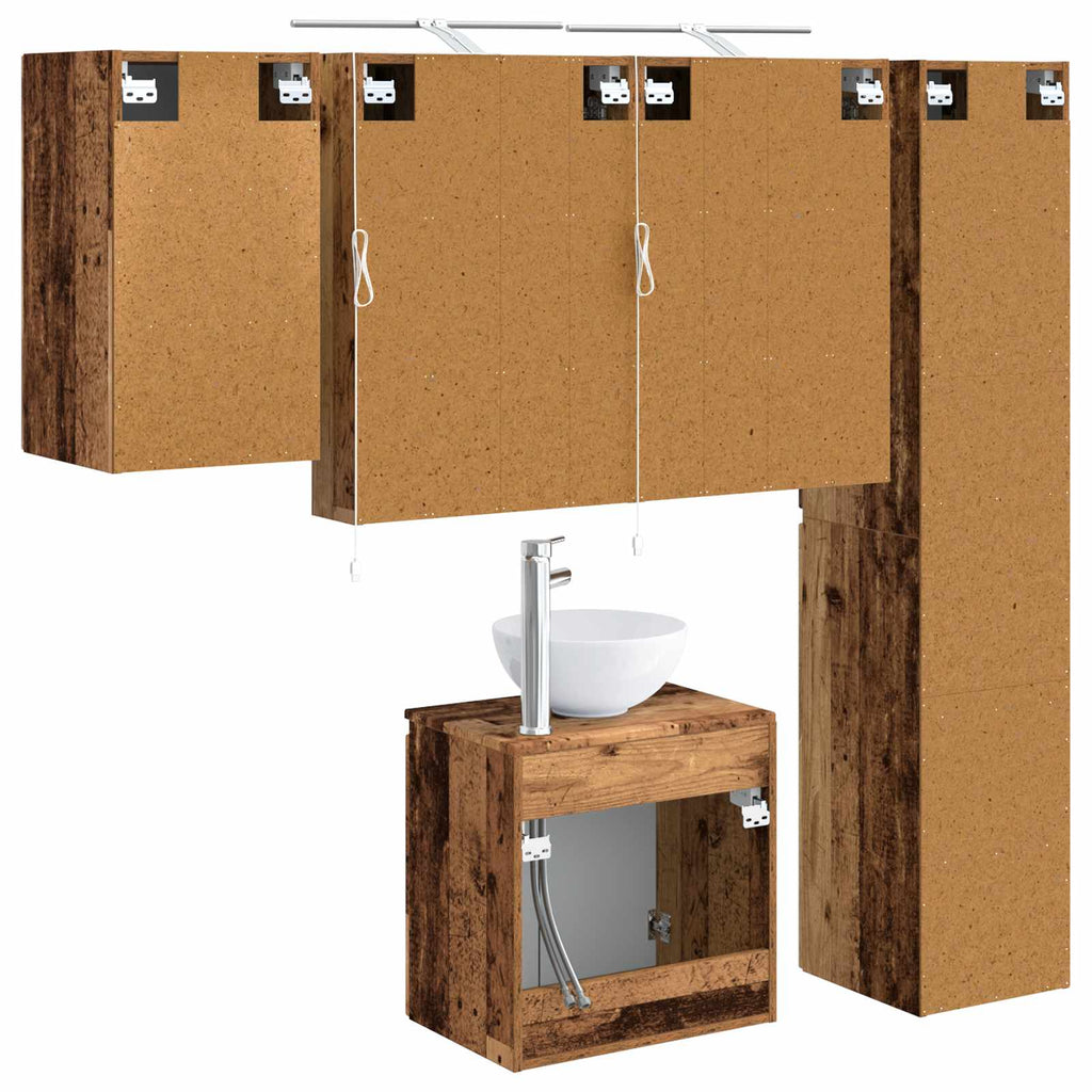 vidaXL Zestaw Szafek Łazienkowych 5 pcs Stare drewno 50 x 14,5 x 70 cm