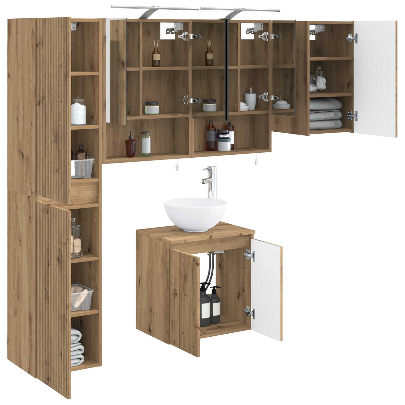 vidaXL Zestaw Szafek Łazienkowych 5 pcs Dąb artisan 50 x 14,5 x 70 cm
