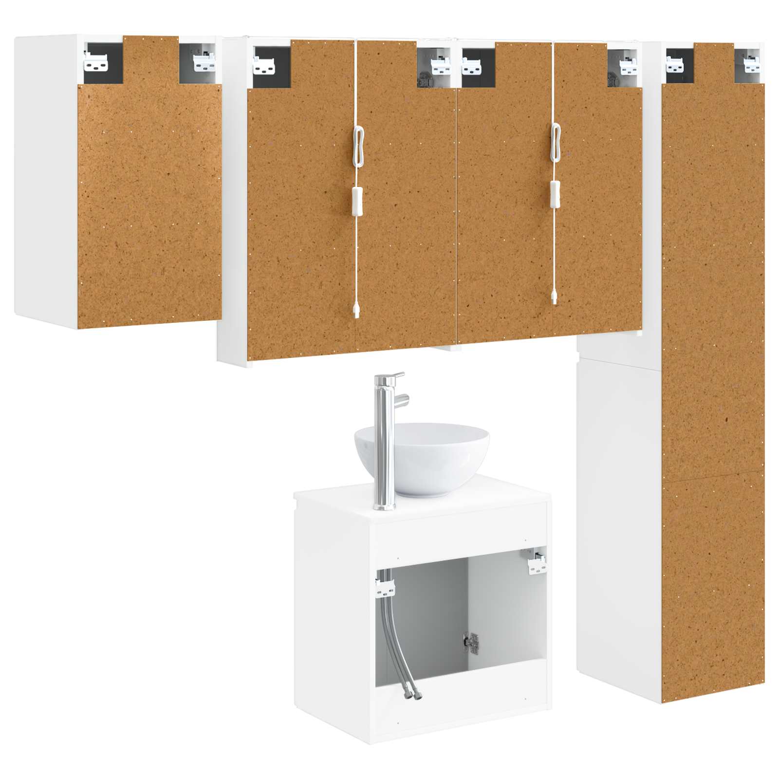 vidaXL Zestaw Szafek Łazienkowych 5 pcs Biały 53 x 15,5 x 70 cm