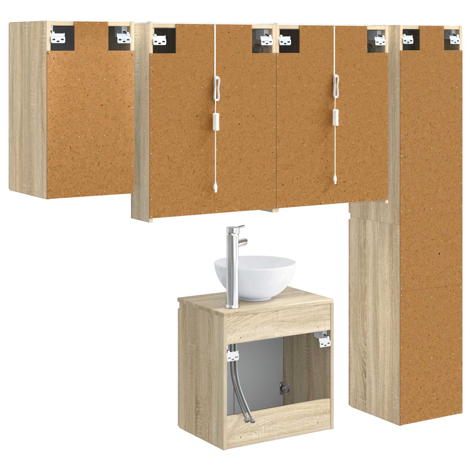 vidaXL Zestaw Szafek Łazienkowych 5 pcs dąb Sonoma 53 x 15,5 x 70 cm