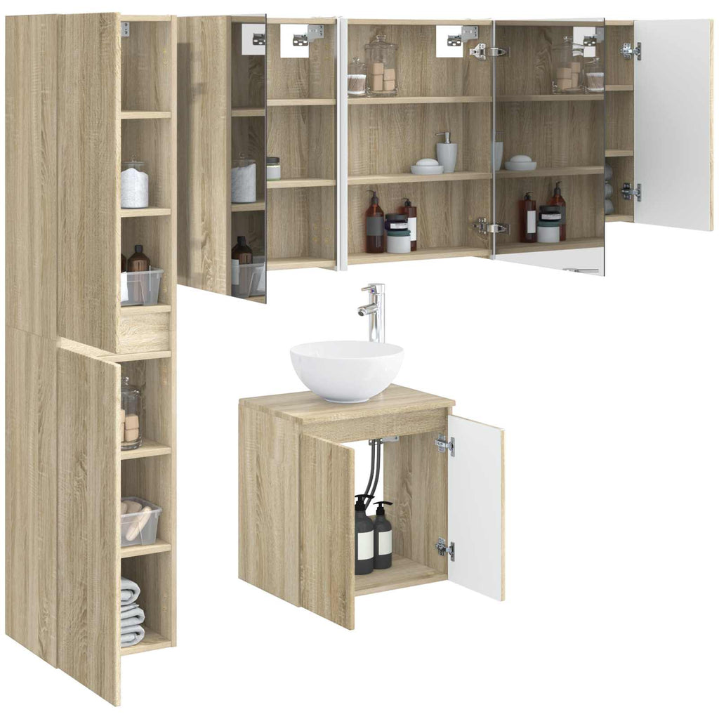 vidaXL Zestaw Szafek Łazienkowych 5 pcs dąb Sonoma 53 x 15,5 x 70 cm