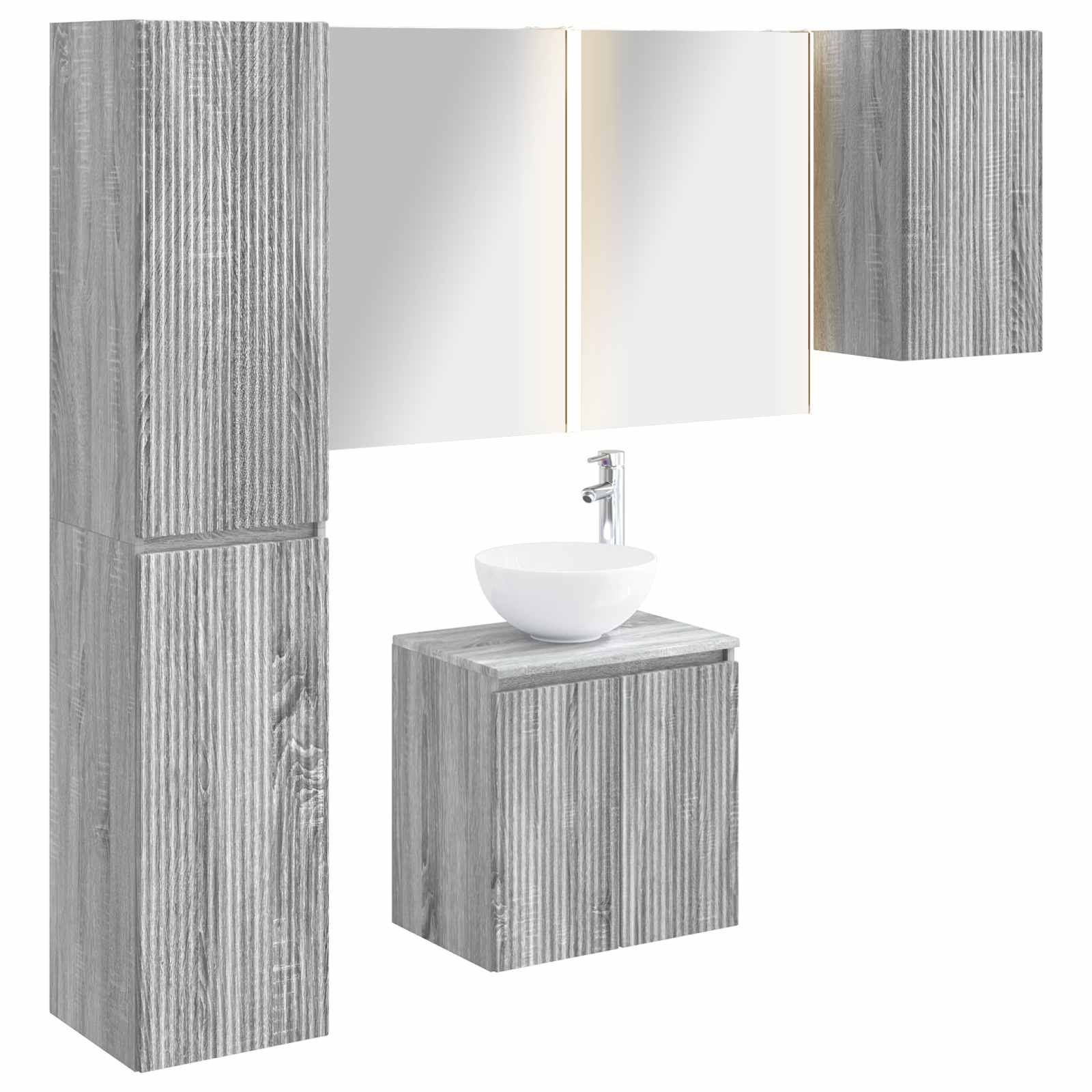 vidaXL Zestaw Szafek Łazienkowych 5 pcs Szary Sonoma 53 x 15,5 x 70 cm