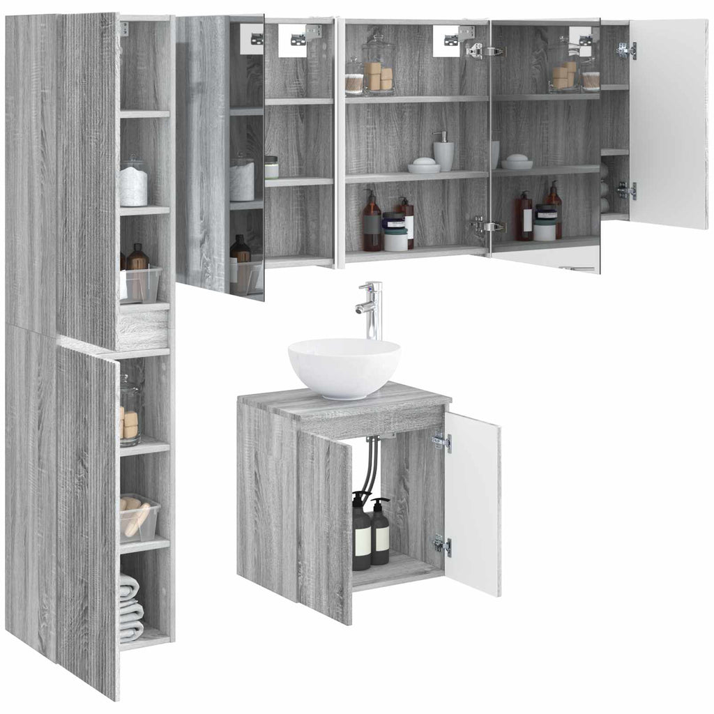 vidaXL Zestaw Szafek Łazienkowych 5 pcs Szary Sonoma 53 x 15,5 x 70 cm
