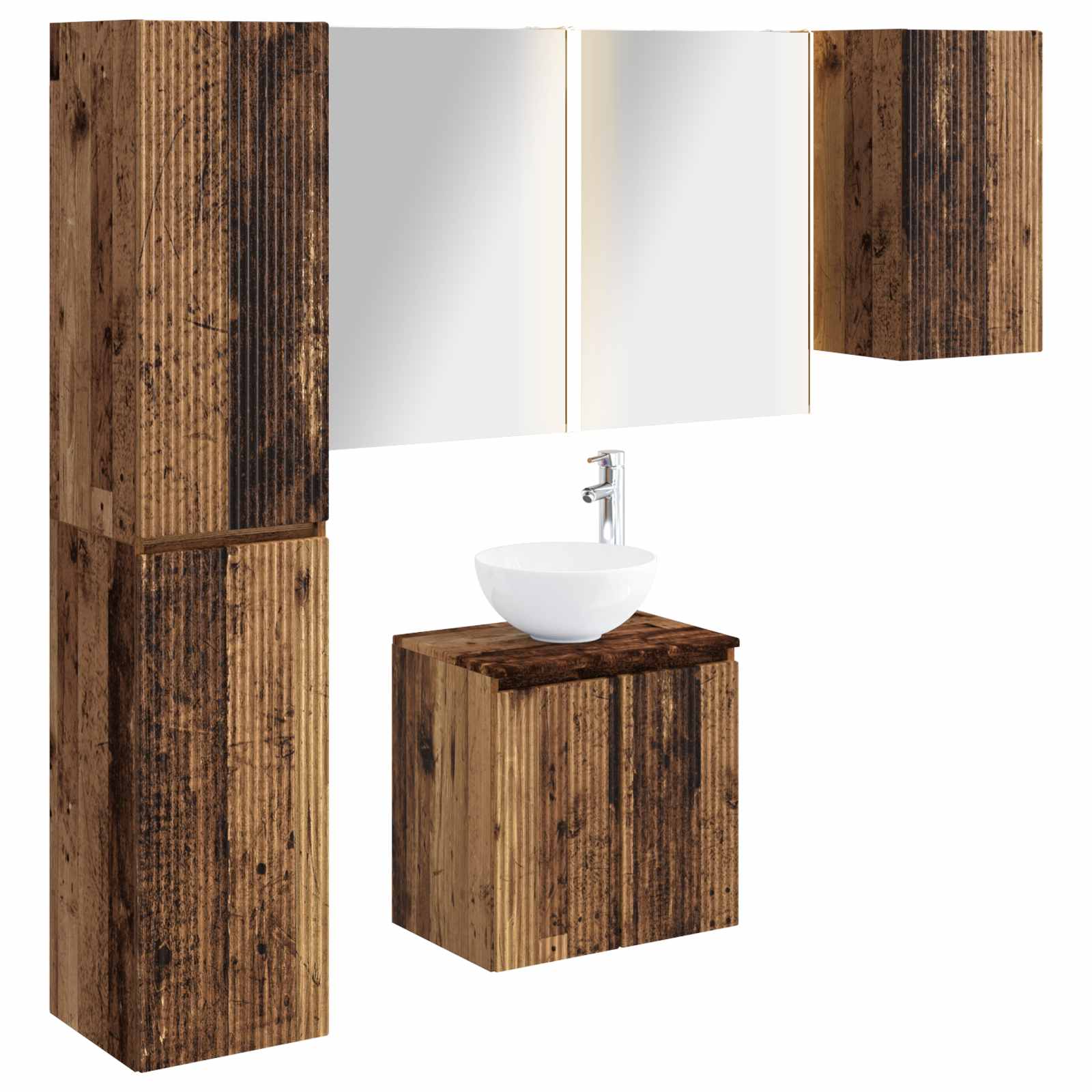 vidaXL Zestaw Szafek Łazienkowych 5 pcs Stare drewno 53 x 15,5 x 70 cm
