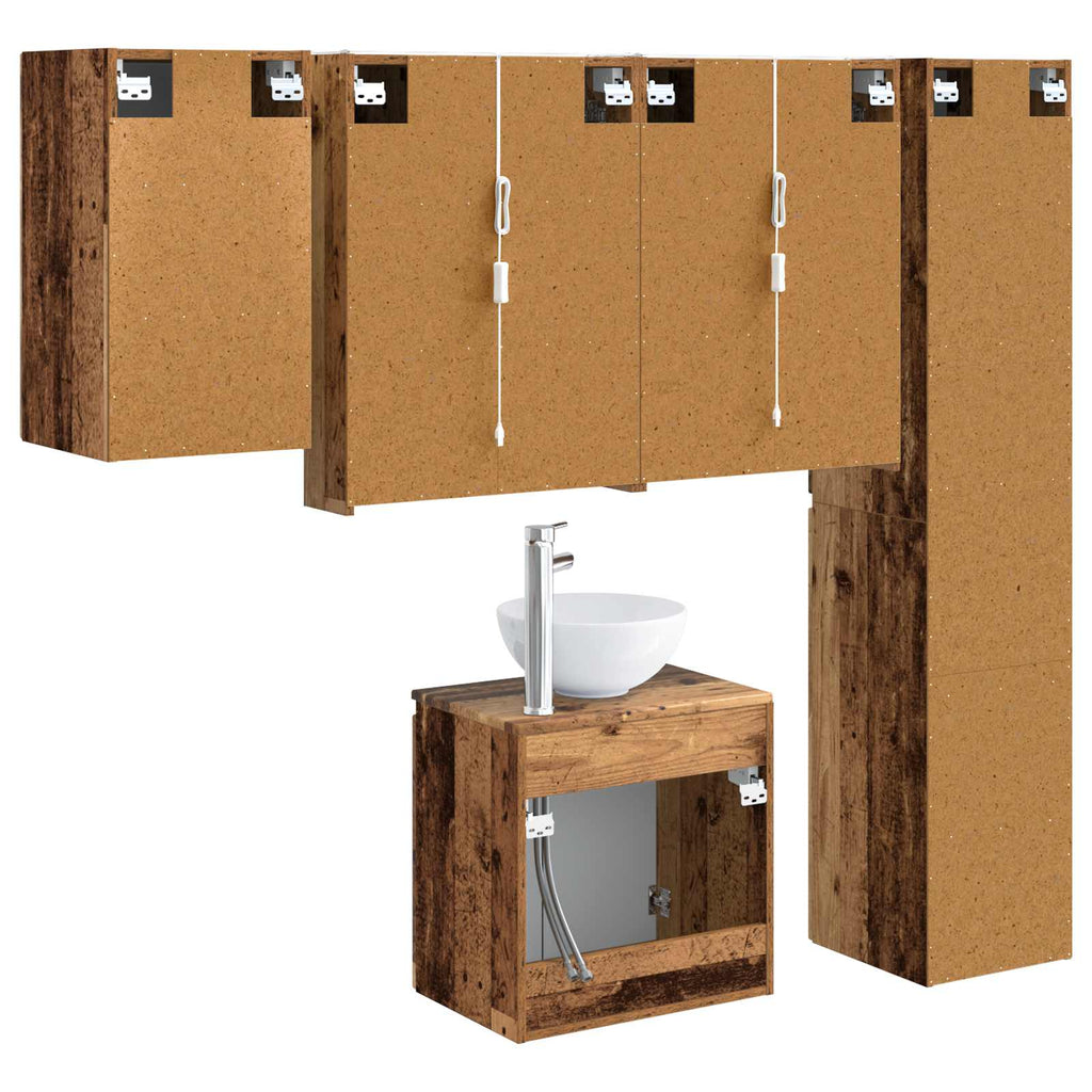 vidaXL Zestaw Szafek Łazienkowych 5 pcs Stare drewno 53 x 15,5 x 70 cm