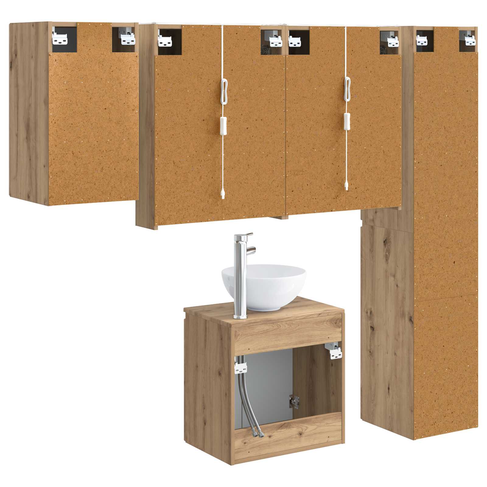 vidaXL Zestaw Szafek Łazienkowych 5 pcs Dąb artisan 53 x 15,5 x 70 cm