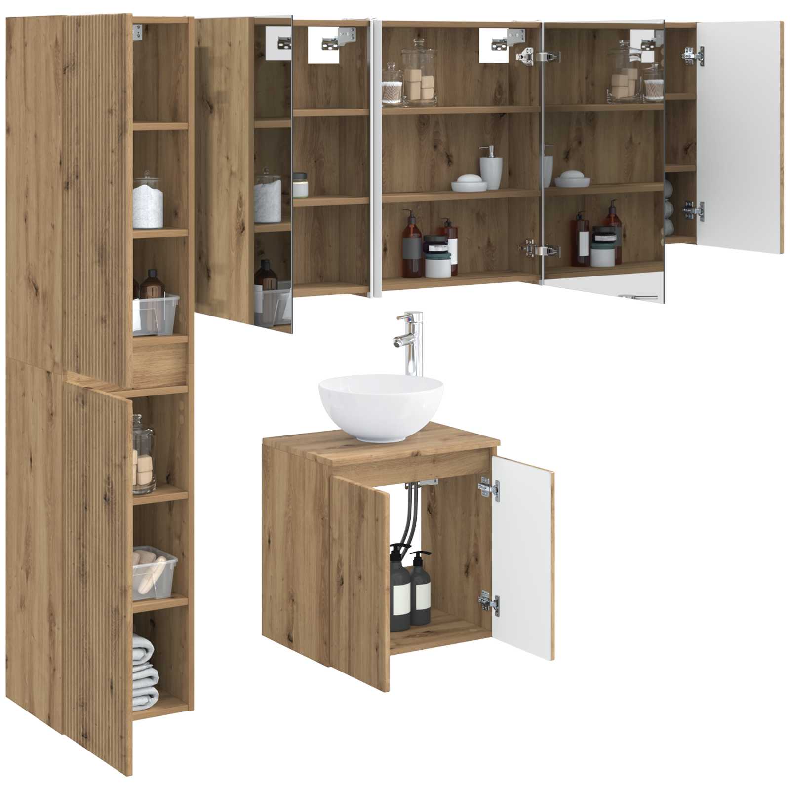 vidaXL Zestaw Szafek Łazienkowych 5 pcs Dąb artisan 53 x 15,5 x 70 cm