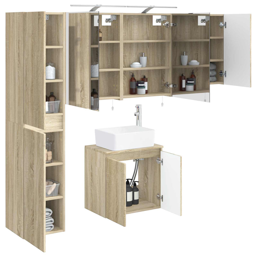 vidaXL Zestaw Szafek Łazienkowych 5 pcs dąb Sonoma 50 x 14,5 x 70 cm