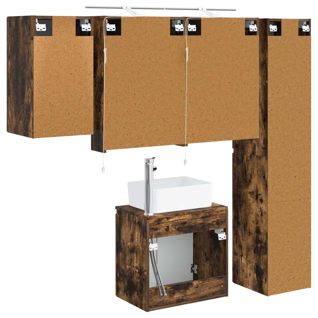 vidaXL Zestaw Szafek Łazienkowych 5 pcs Dąb wędzony 50 x 14,5 x 70 cm