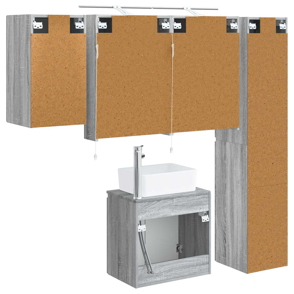 vidaXL Zestaw Szafek Łazienkowych 5 pcs Szary Sonoma 50 x 14,5 x 70 cm