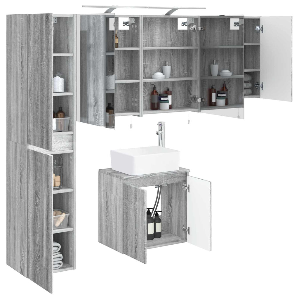 vidaXL Zestaw Szafek Łazienkowych 5 pcs Szary Sonoma 50 x 14,5 x 70 cm